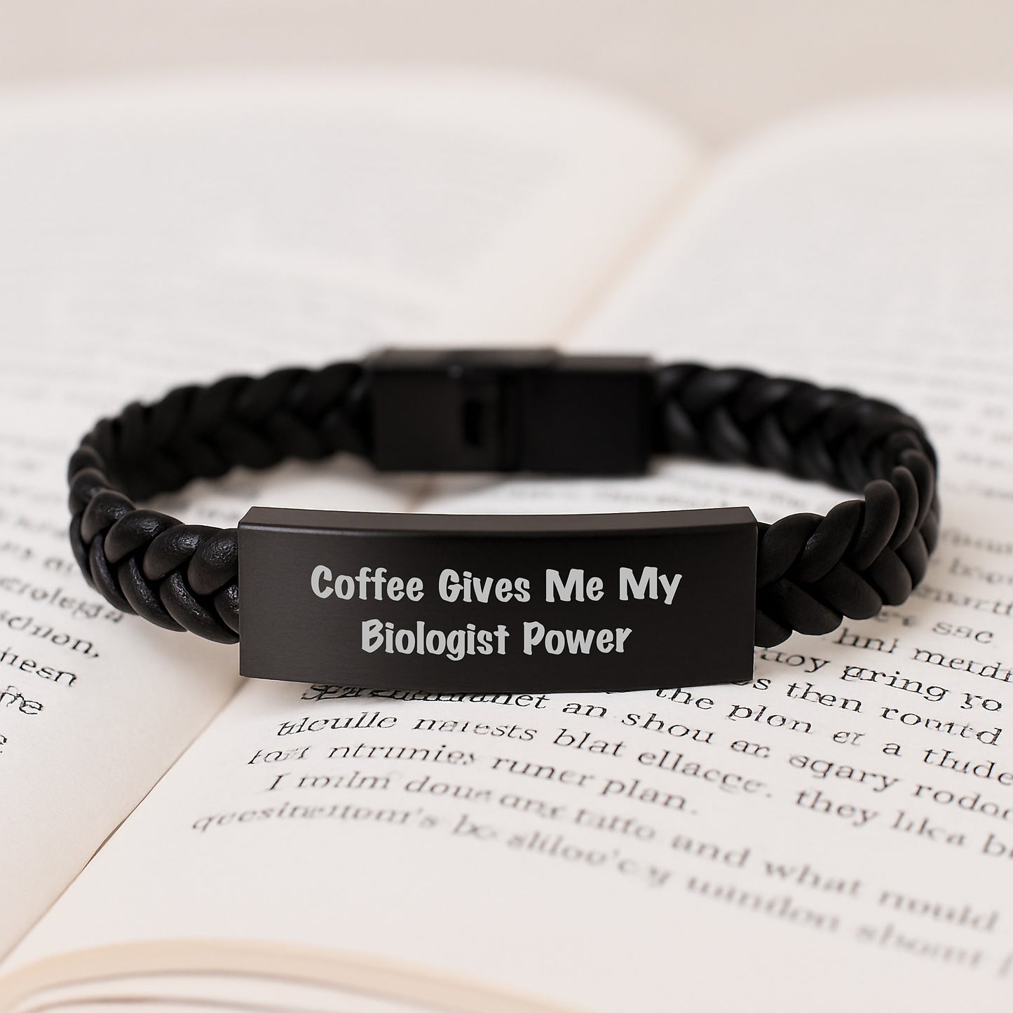 Biologist Gifts for Him, Funny Coffee Quote Interlaced Leather Bracelet, Christmas Unique Presents from Friends - Image 3
