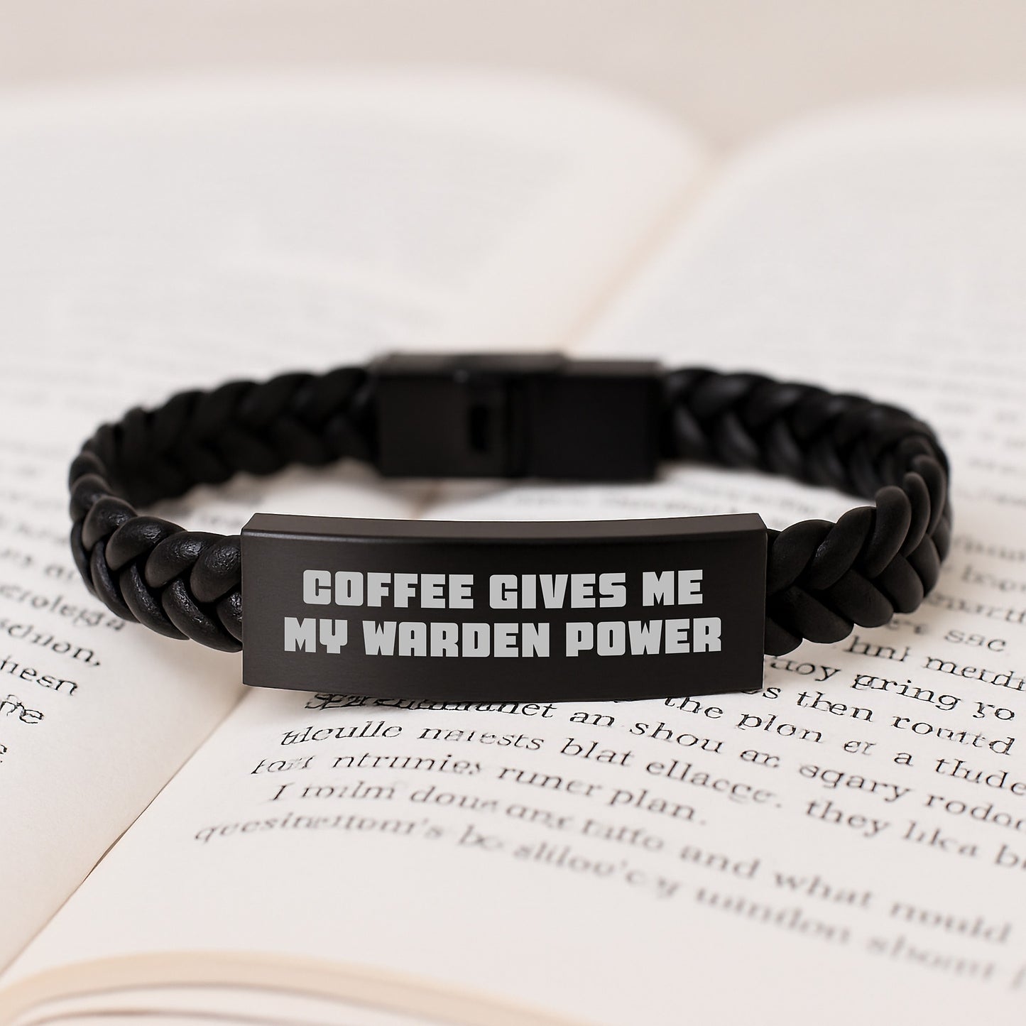 Warden Power Interlaced Leather Bracelte, Funny Quote Gifts from Men to Warden, Unique Graduation Gifts for Him - Image 3