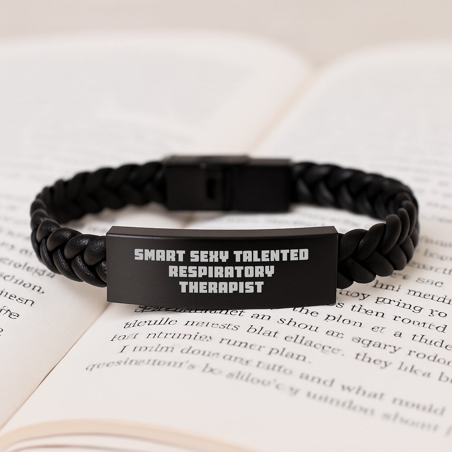 Smart Sexy Talented Respiratory Therapist Gifts from Men to Men, Unique Birthday Interlaced Leather Bracelet for Respiratory Therapist Friend - Image 3