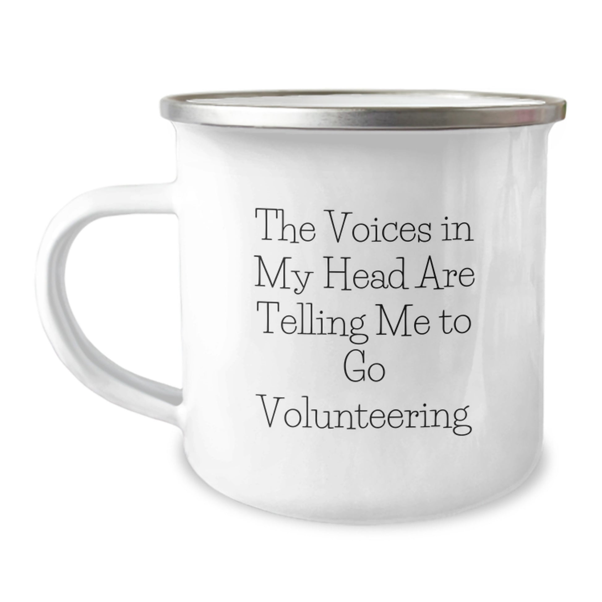 Volunteering Humor Gifts from Friends for Volunteers, The Voices In My Head Are Telling Me To Go Volunteering, Camping Mug for Birthday - Image 1