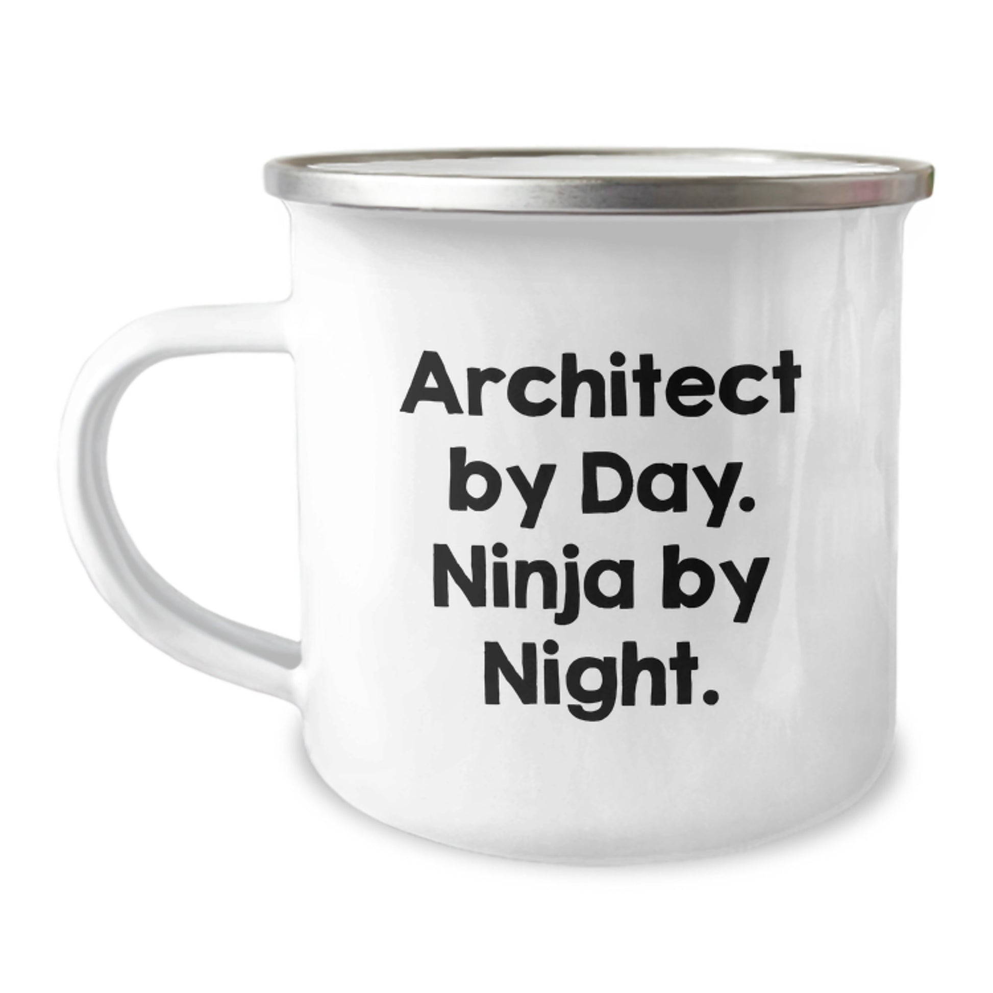 Architect Gifts from Friends - Camping Mug for Birthday - 'Architect By Day. Ninja By Night.' Quote, Funny and Inspirational - Image 1