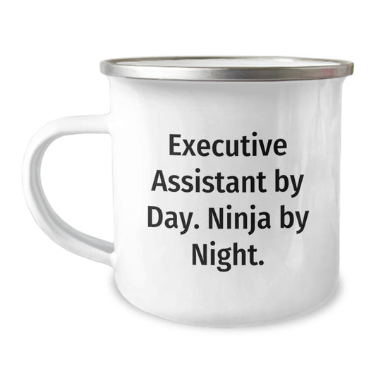 Executive Assistant Gifts from Friends, Funny Camping Mug for Birthday, 'Executive Assistant By Day. Ninja By Night.' Quote - Image 1
