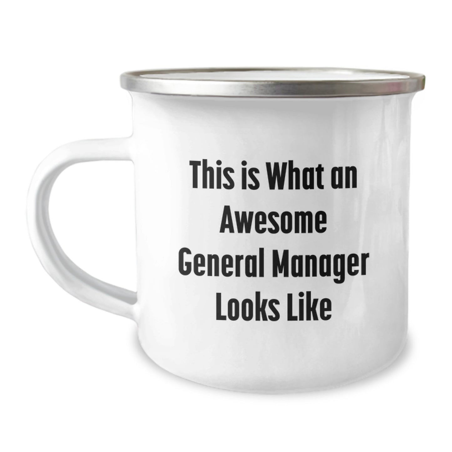 Funny General Manager Gifts from Friends - 'This Is What An Awesome General Manager Looks Like' Camping Mug for Birthday - Image 1