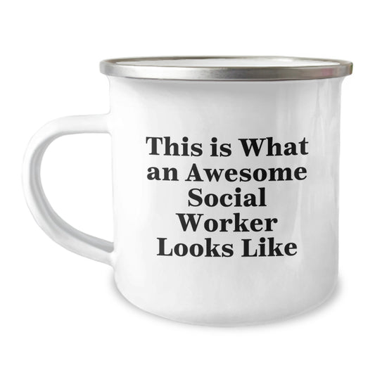 Funny Social Worker Gifts from Friends Graduation Unique Camping Mugs with Quote 'This Is What An Awesome Social Worker Looks Like' for Social Workers - Image 1