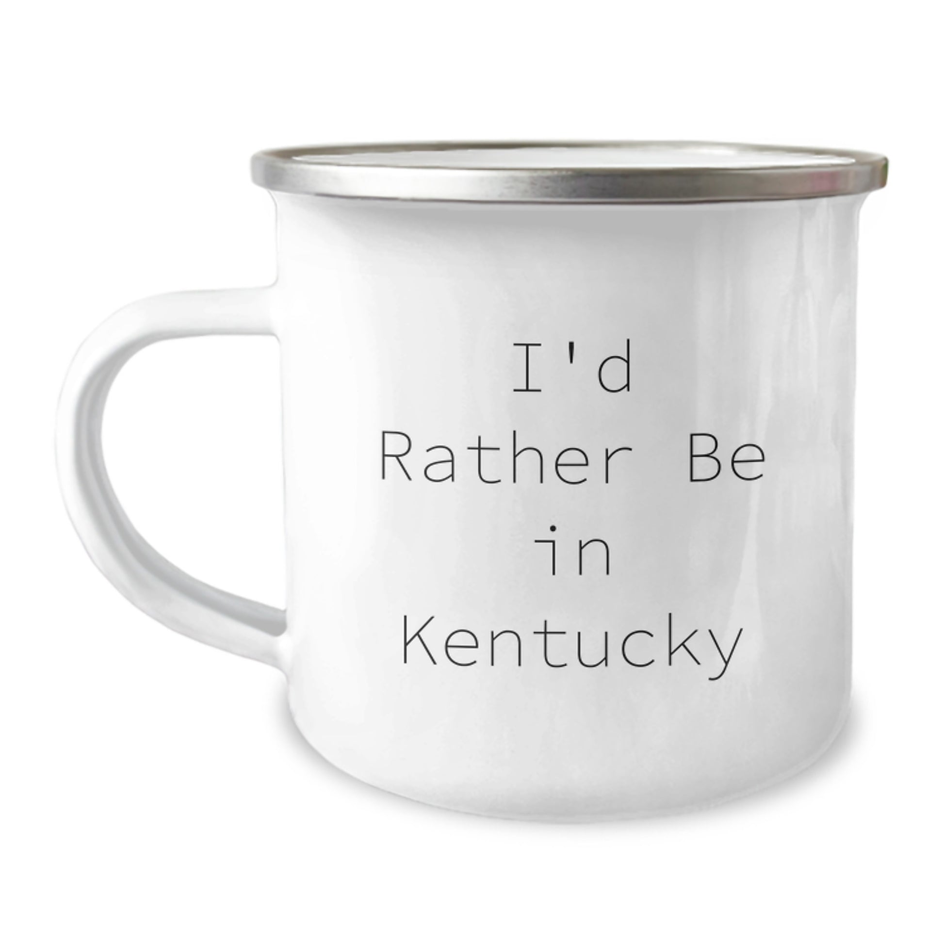 Kentucky Camping Mug Gifts from Friends for Birthday, 'I'd Rather Be In Kentucky', Funny Quote, 12 oz Stainless Steel with Enamel Finish, Perfect for Outdoor Adventures - Image 1