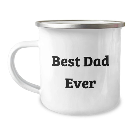 Funny Dad Gifts - Best Dad Ever Camping Mug for Birthday, Gifts from Family to Dad, 12 oz Stainless Steel with Enamel Finish, Hand Wash Recommended, Won't Fade after Washing - Image 1
