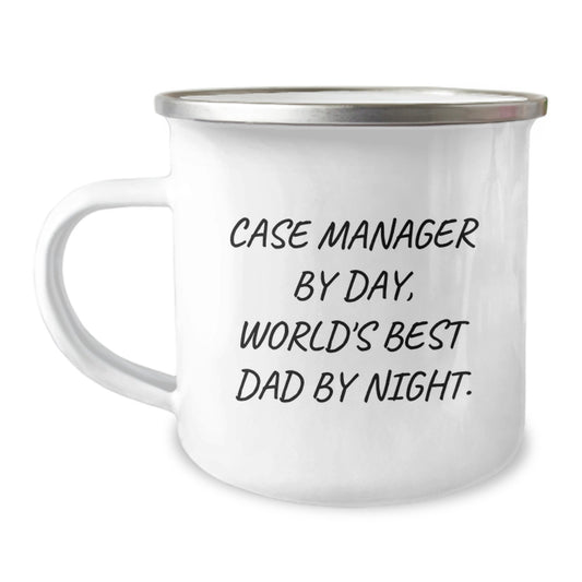 Funny Case Manager Gifts from Dad - Camping Mug for World's Best Case Manager By Day, Birthday Unique Celebrations - Image 1