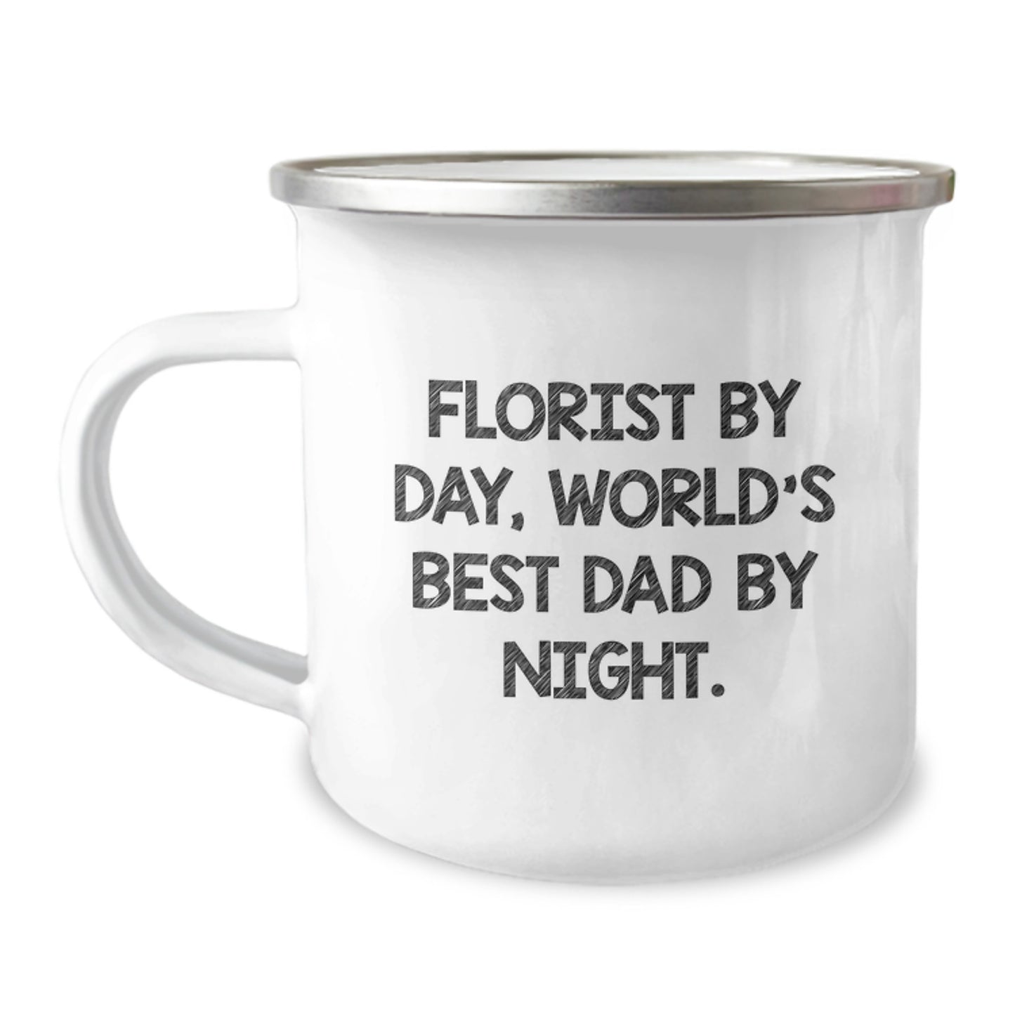 Florist Gifts from Friends, Funny Camping Mug for World's Best Dad on Birthday, 'Florist By Day, World's Best Dad By Night.' - Image 1