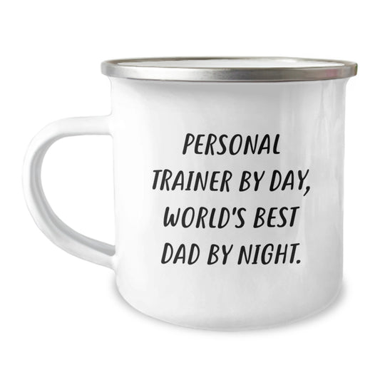 Personal Trainer Gifts, Funny Camping Mug, 'Personal Trainer By Day, World's Best Dad By Night.' from Friends, for Personal Trainers - Image 1