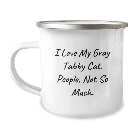 Gray Tabby Cat Camping Mug, Funny Quote Gifts for Friends from Family on Birthday - Image 1