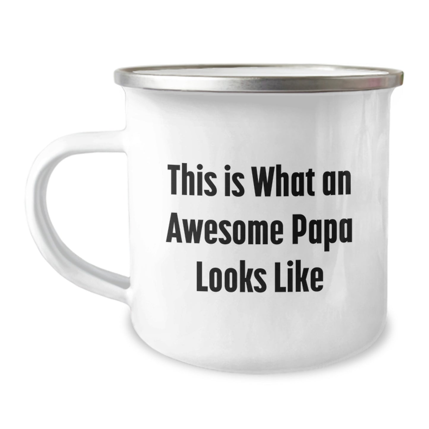 Funny Papa Camping Mug Gifts from Friends for Graduation, 'This Is What An Awesome Papa Looks Like' - 12 oz Stainless Steel with Enamel Finish - Image 1