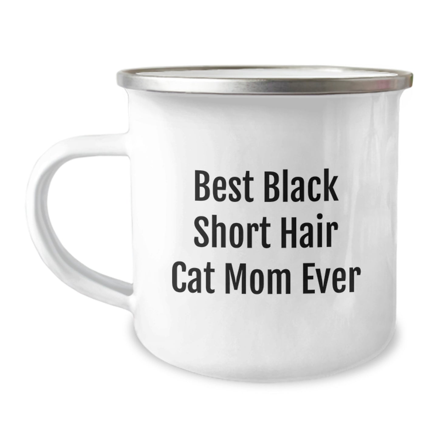 Black Short Hair Cat Mom Gifts from Friends for Unique Birthday Unique Gifts - 'Best Black Short Hair Cat Mom Ever' Camping Mug - Image 1