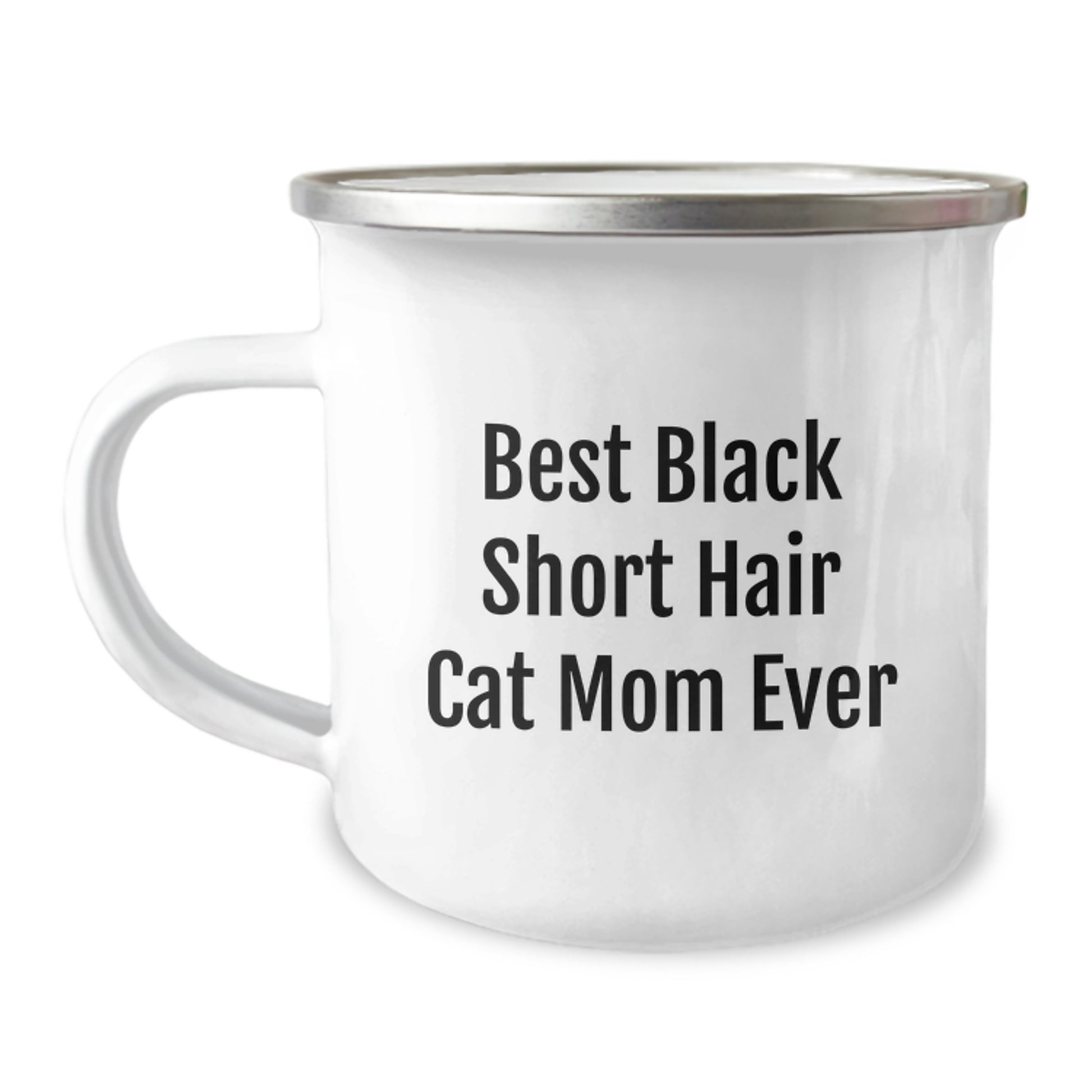 Black Short Hair Cat Mom Gifts from Friends for Unique Birthday Unique Gifts - 'Best Black Short Hair Cat Mom Ever' Camping Mug - Image 1