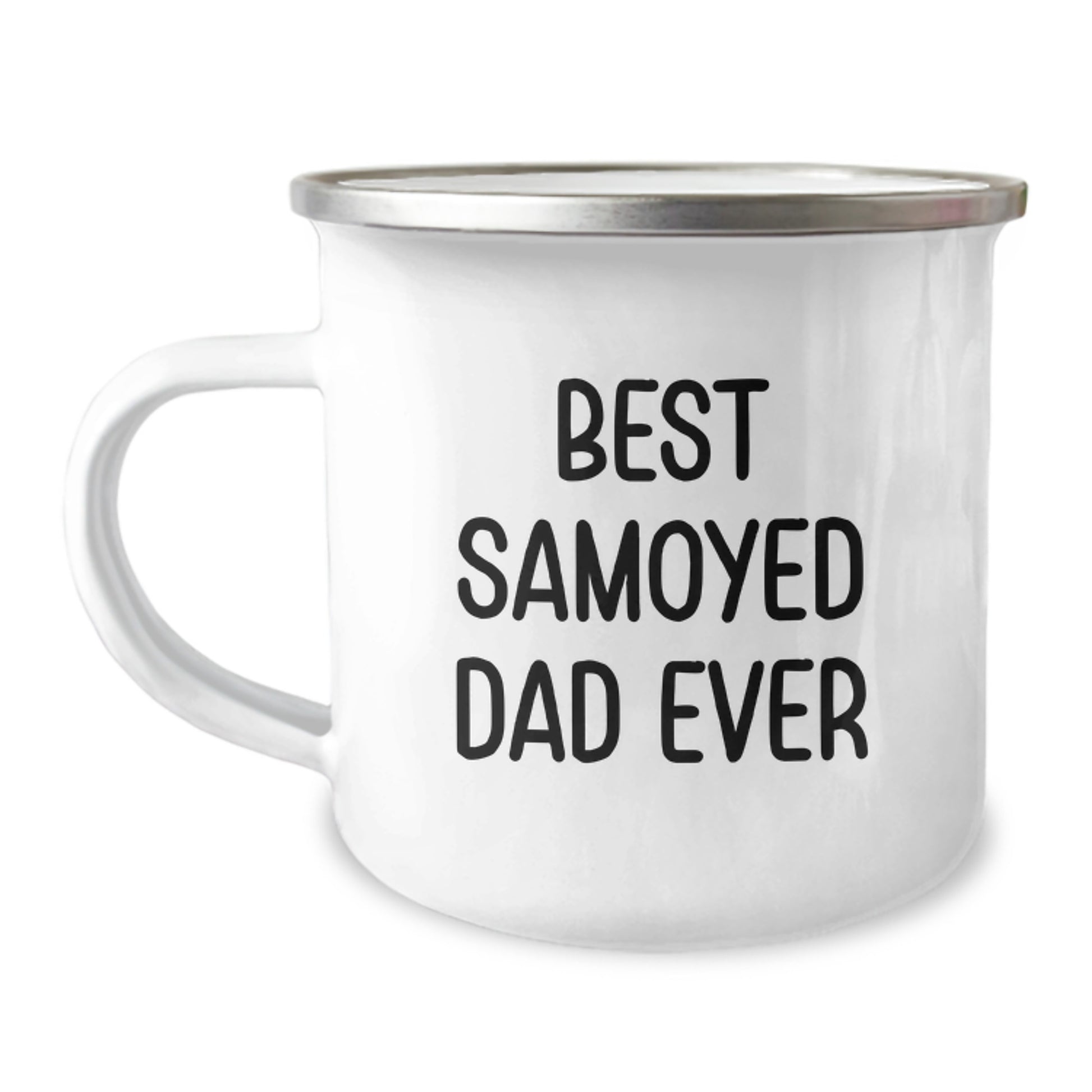 Samoyed Dog Lover's Camping Mug, Funny Quote 'Best Samoyed Dad Ever', Gifts for Samoyed Dog Owners from Friends, Family, or Coworkers on Graduation Day, Stainless Steel with Enamel Finish - Image 1