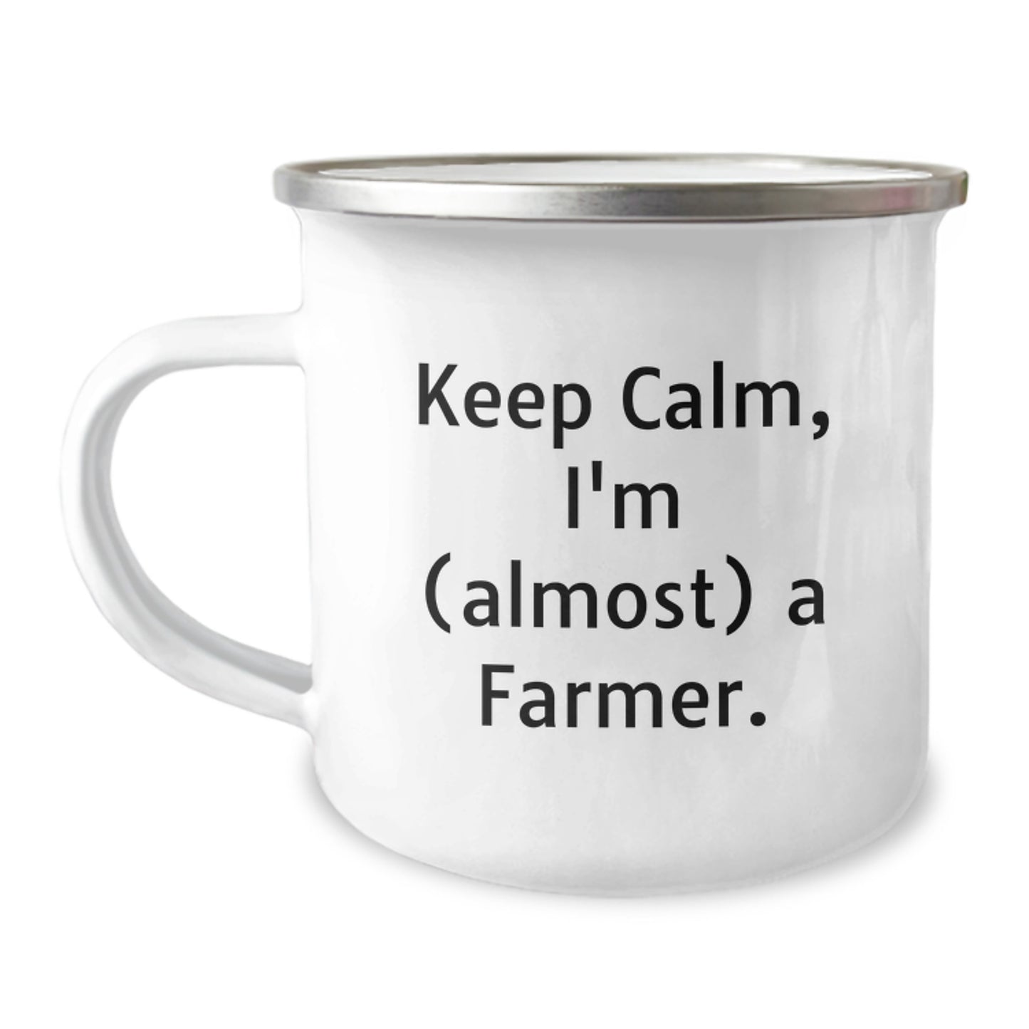 Funny Farmer Gifts for Him - Camping Mug, Keep Calm I'm Almost a Farmer, Unique Christmas Memorable Presents from Men to Family Friends - Image 1