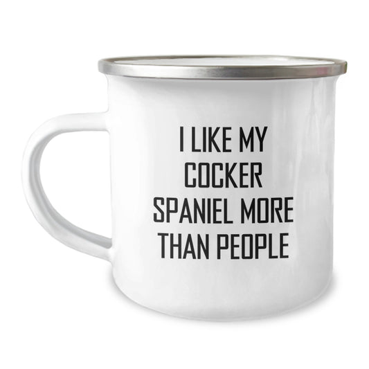 Cocker Spaniel Dog Lovers Gifts for Men from Family - Funny Quote Camping Mug, 12 oz, Stainless Steel with Enamel Finish - Image 1