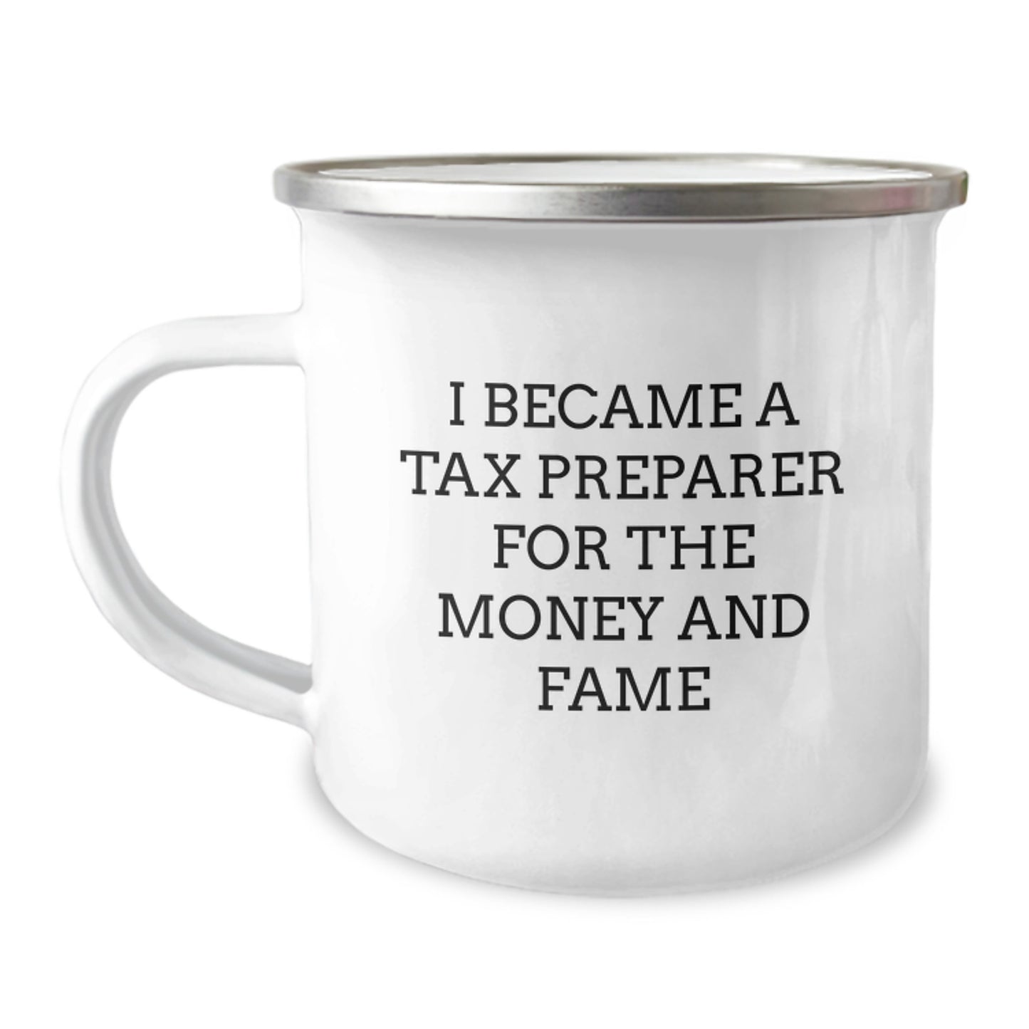Funny Tax Preparer Gifts For Men, Women, Coworkers - Camping Mug, I Became A Tax Preparer For The Money And Fame, Christmas Unique Gifts - Image 1