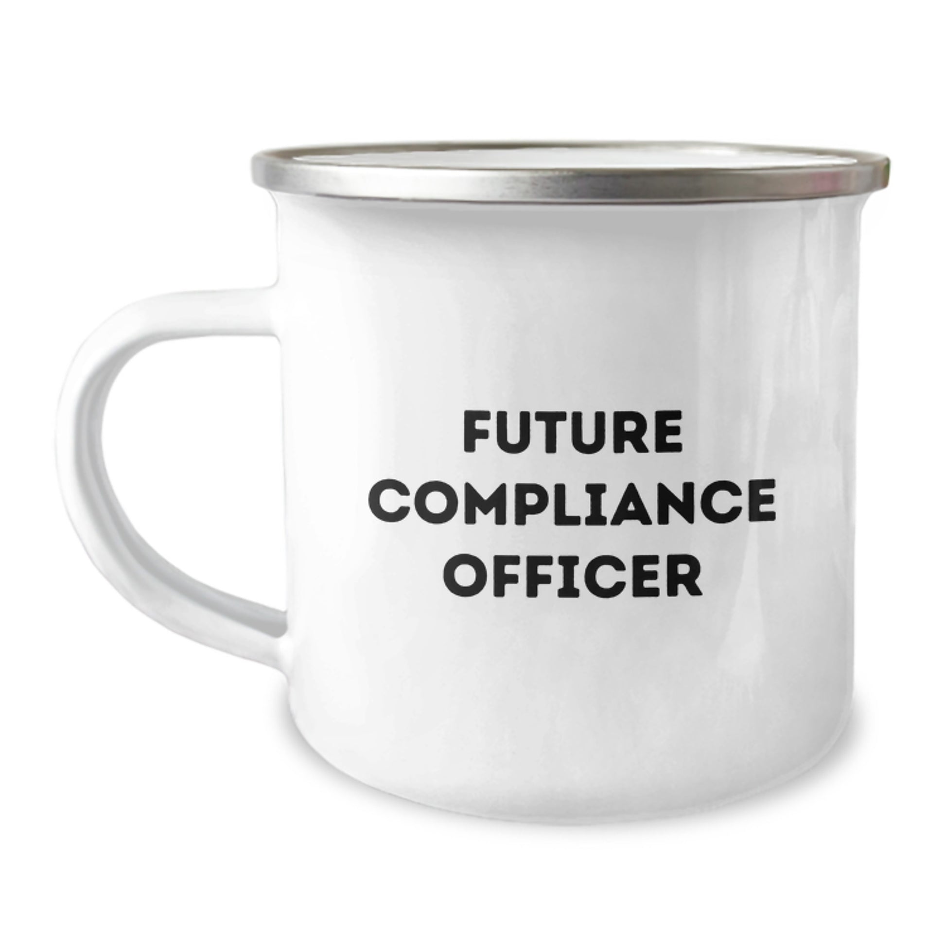 Funny Compliance Officer Gifts from Friends and Family, 'Future Compliance Officer' Quote on 12 oz Stainless Steel Camping Mug, Graduation Unique Gifts - Image 1
