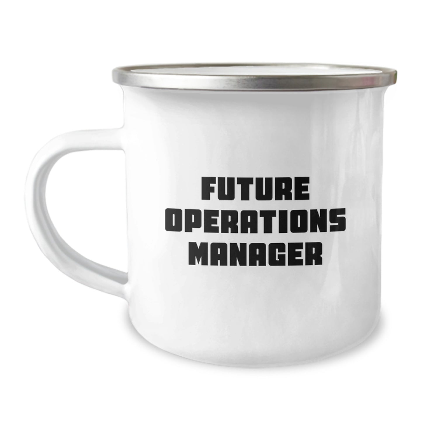 Funny Operations Manager Gifts from Friends, Unique Graduation Present for Future Operations Managers, 12 oz Stainless Steel Camping Mug with Enamel Finish - Image 1