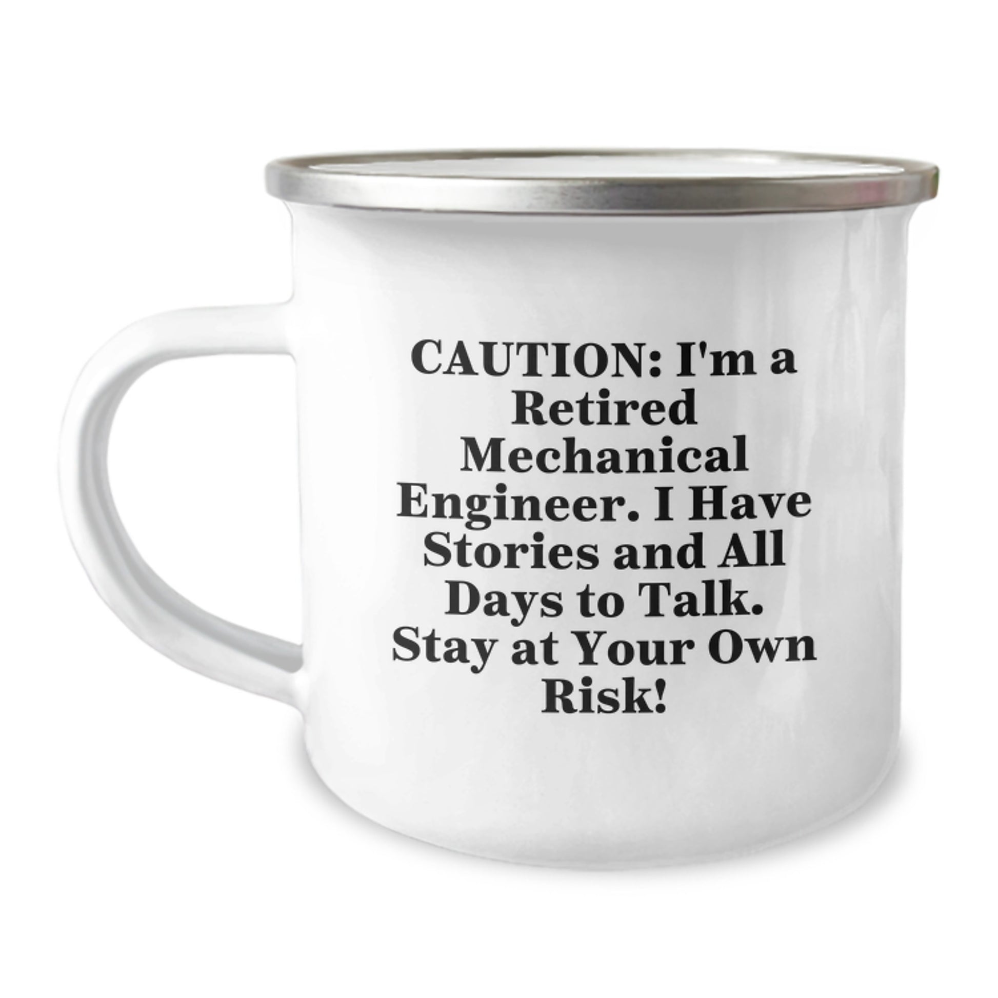 Funny Mechanical Engineer Gifts for Him, Unique Camping Mug with Caution Quote, Perfect Christmas Memorable Presents from Men to Friends - Image 1