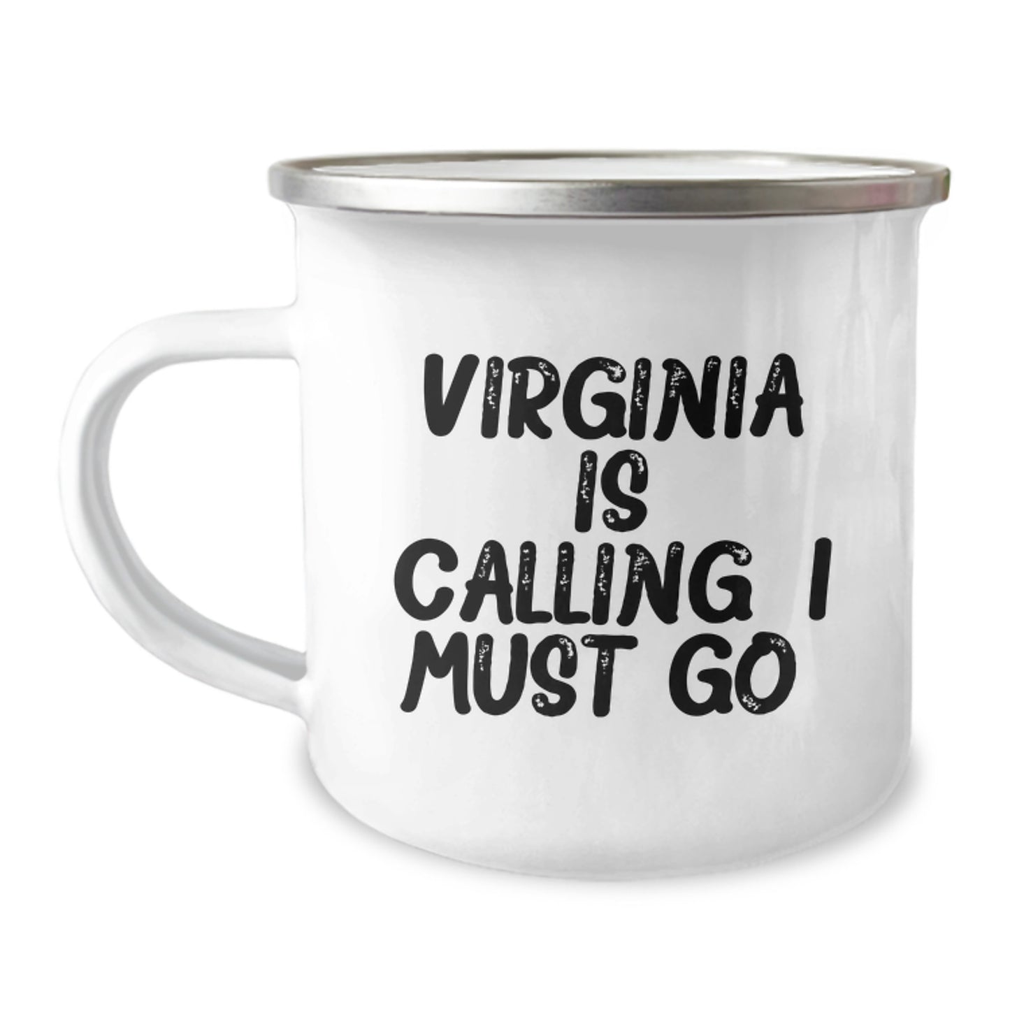 Virginia Calling Gifts for Men and Women, Funny Camping Mug for Graduation, 'Virginia Is Calling. I Must Go.' Printed Design, 12 oz Stainless Steel with Enamel Finish - Image 1