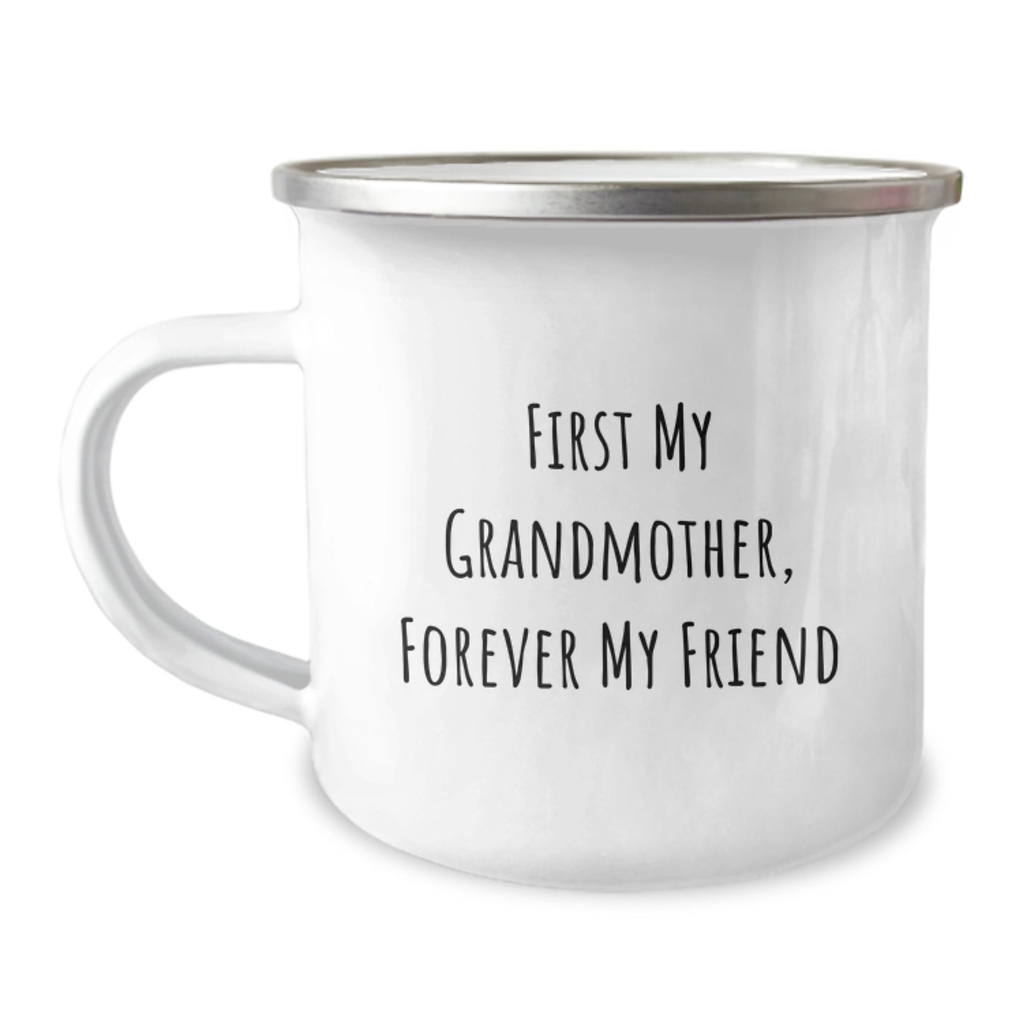 Grandmother's Inspirational Camping Mug, Gifts from Family, Unique Graduation Presents for Her, 'First My Grandmother, Forever My Friend' - Image 1
