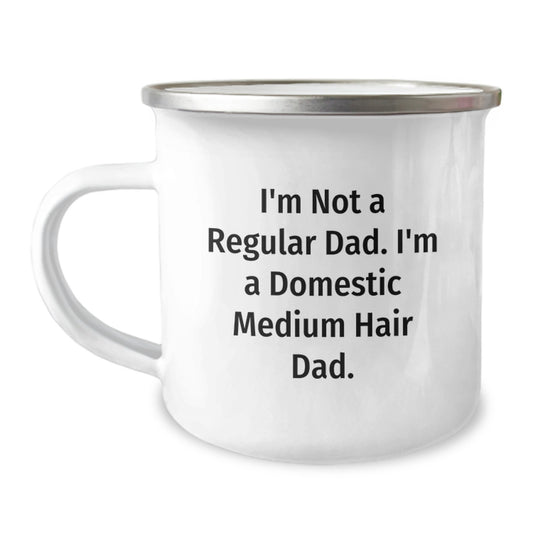 Domestic Medium Hair Dad Camping Mug, Funny Gifts from Men to Domestic Medium Hair Friends, Unique Graduation Gifts for Him - Image 1