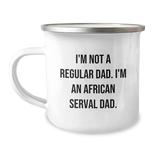 African Serval Cat Dad Funny Graduation Gift for Men Gifts from Family - 12 oz Camping Mug - Image 1