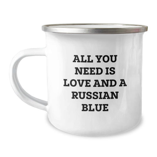 Funny Russian Blue Cat Gifts from Men to Russian Blue Cat Lovers, Camping Mug for Graduation Unique Gifts - Image 1