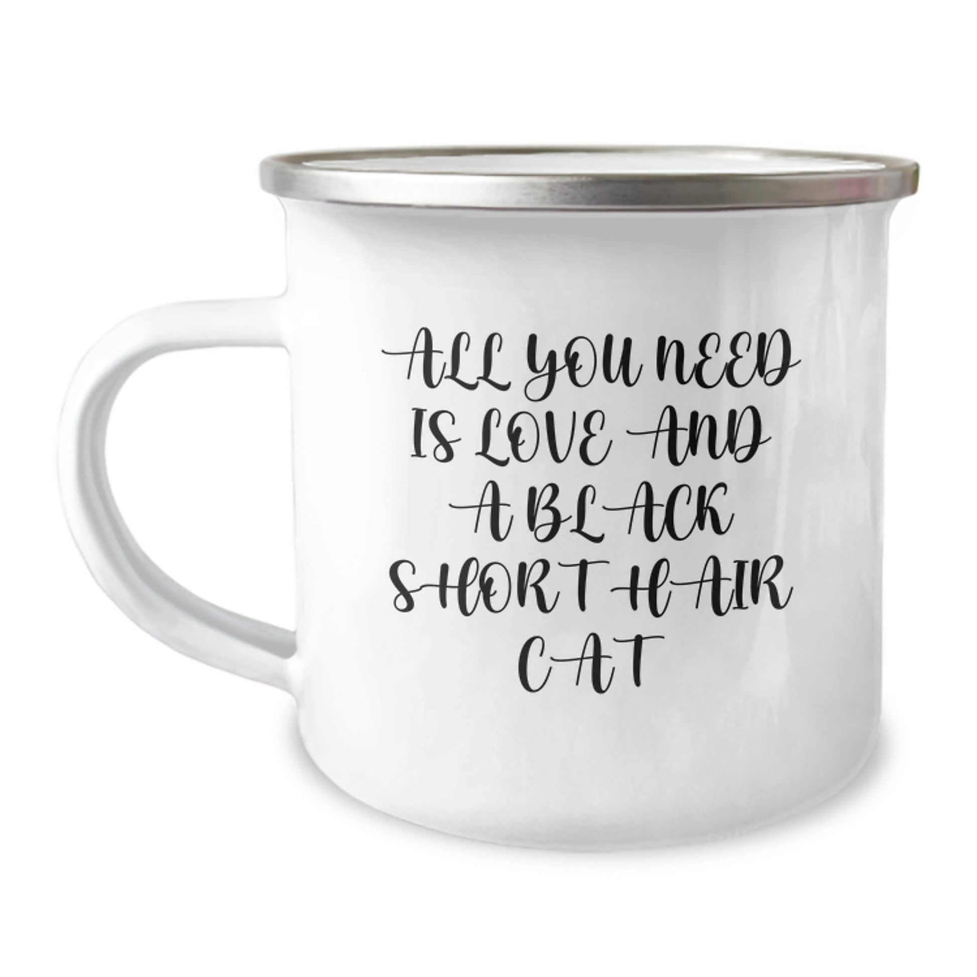 Funny Black Short Hair Cat Camping Mug Gifts from Friends and Family for Christmas Unique Presents - Image 1