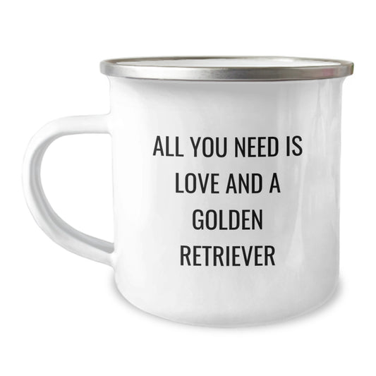 Golden Retriever Dog Lover Gifts from Friends, Family, or Coworkers - Love And A Golden Retriever Quote, Camping Mug for Men, Women, and Golden Retriever Dog Enthusiasts, Graduation Unique Gifts - Image 1