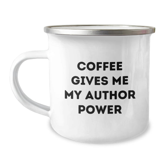 Author Power Mugs for Birthday Unique Gifts from Friends and Family - 'Coffee Gives Me My Author Power' Funny Camping Mug - Image 1