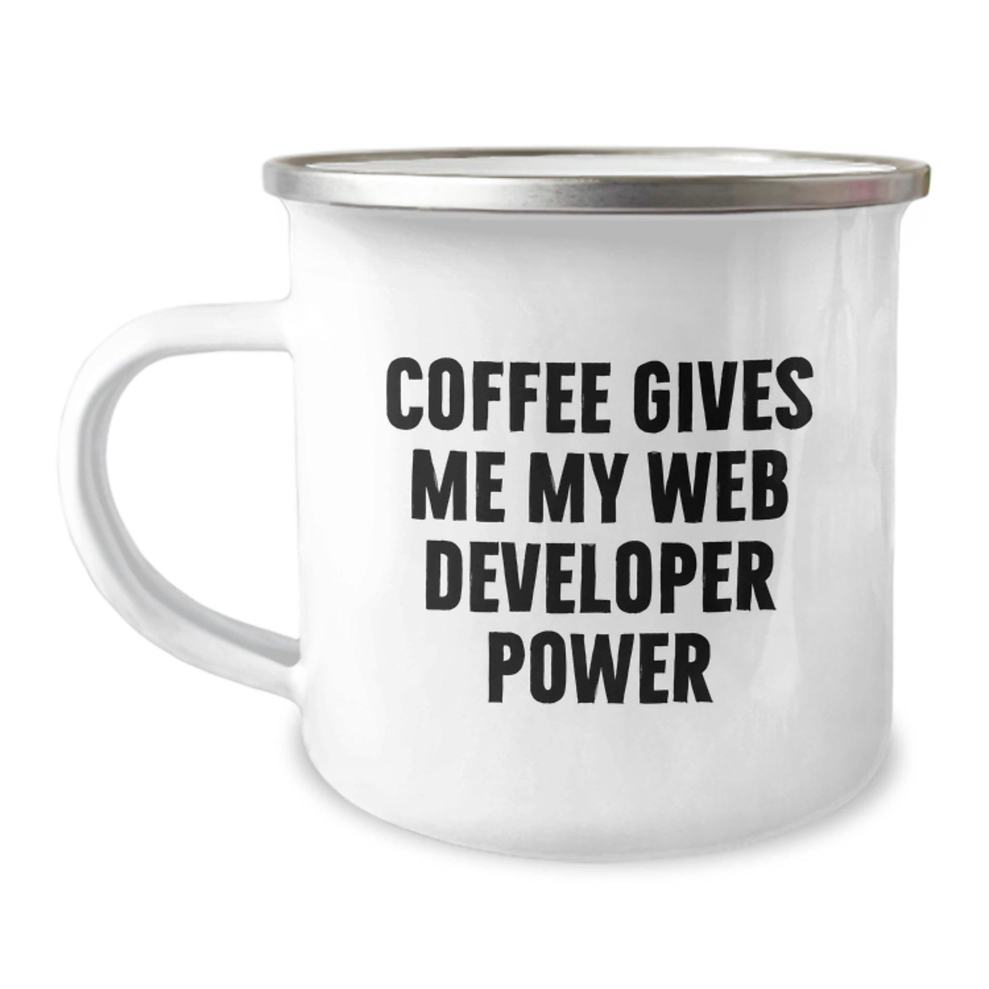 Funny Web Developer Gifts from Friends - 'Coffee Gives Me My Web Developer Power' Graduation Camping Mug for Men, Women, Coworkers, Family - Image 1