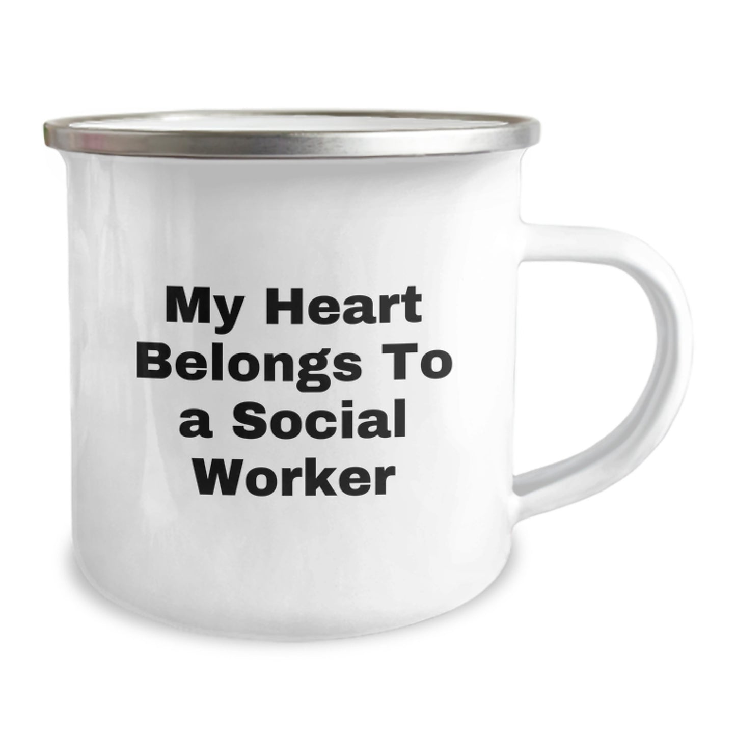 Funny Social Worker Gifts for Men - My Heart Belongs To A Social Worker Stainless Steel Camping Mug Christmas Unique Presents from Friends and Family - Image 2