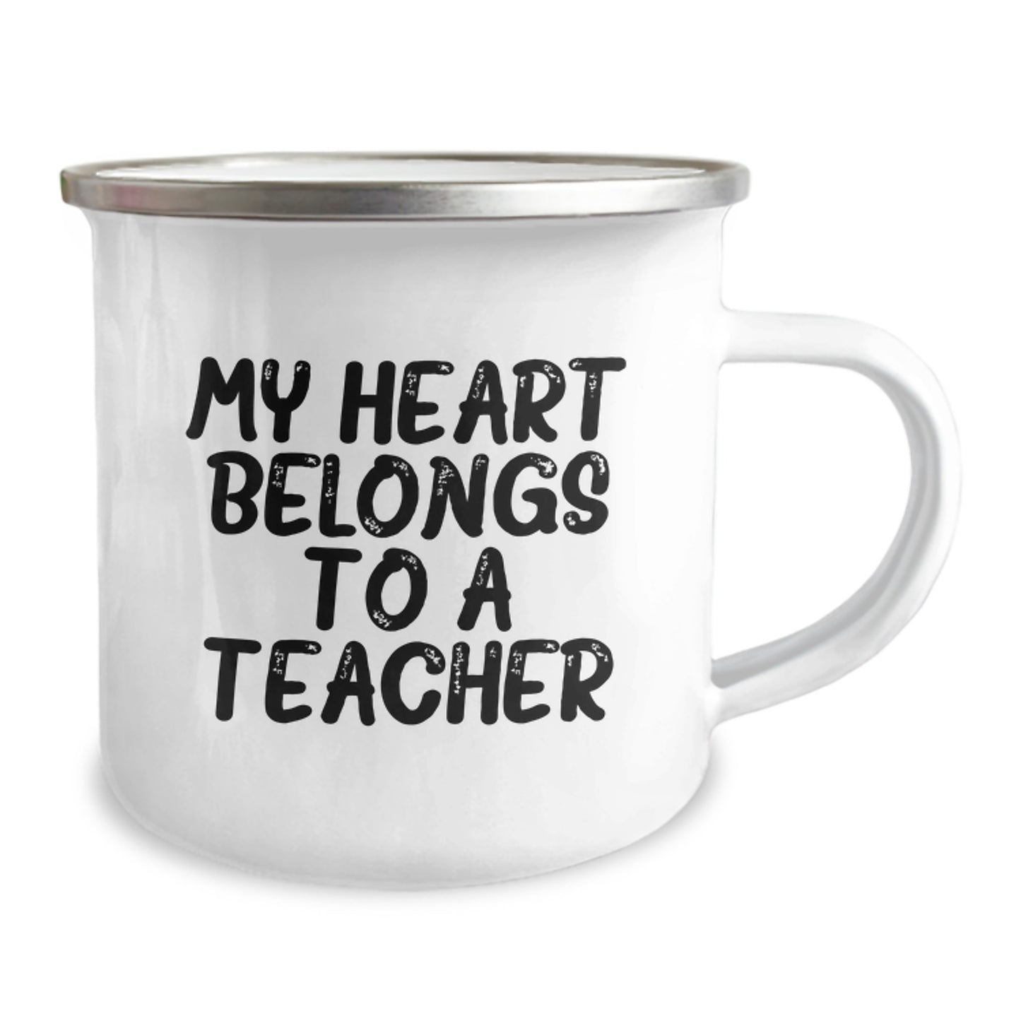 Funny Teacher Gifts from Friends, Christmas Unique Gifts for Teachers - Camping Mug with 'My Heart Belongs To A Teacher' Quote - Image 2