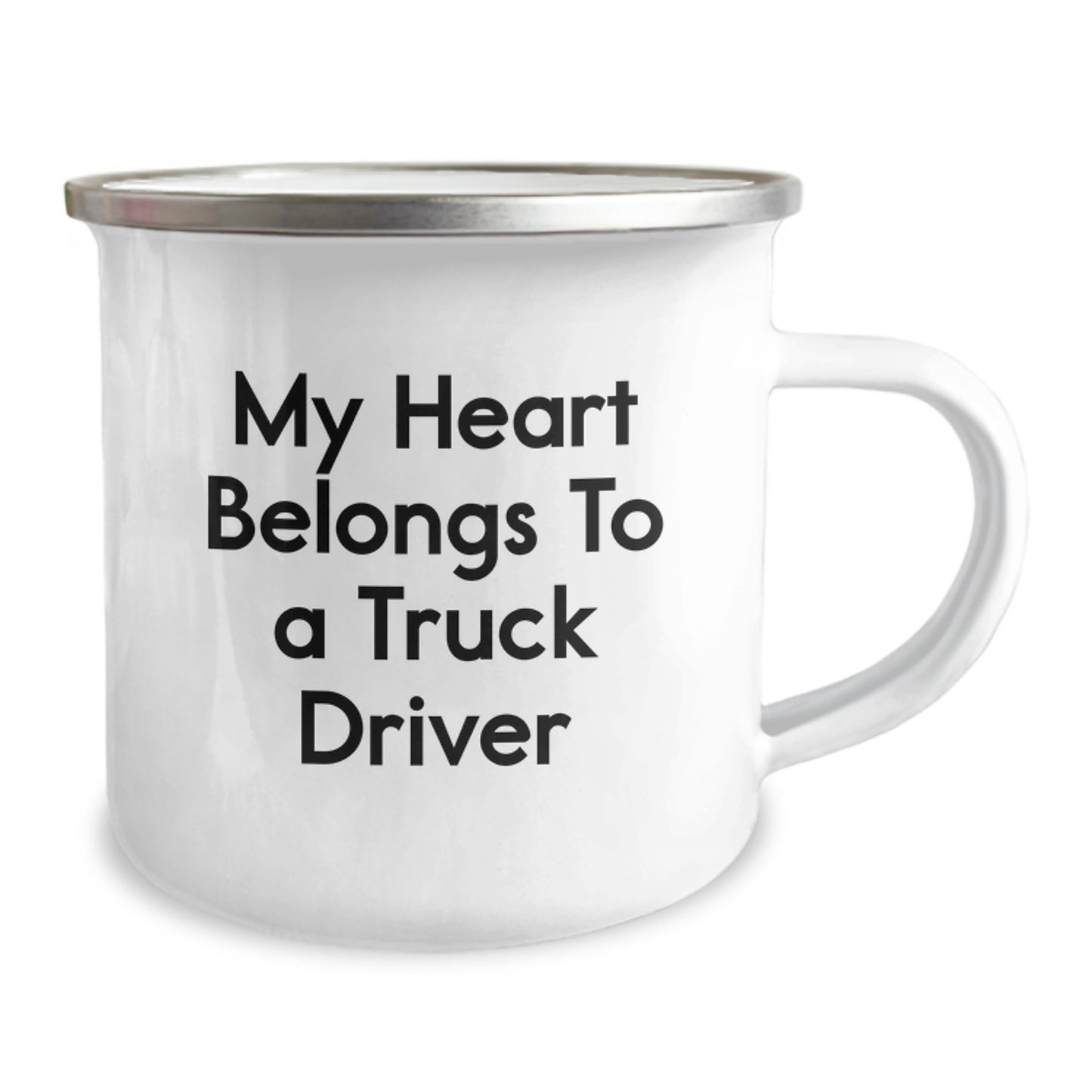 Funny Truck Driver Gifts from Friends for Men, 'My Heart Belongs To A Truck Driver' Camping Mug - Unique Christmas Unique Gifts for Truck Driver Enthusiasts - Image 2