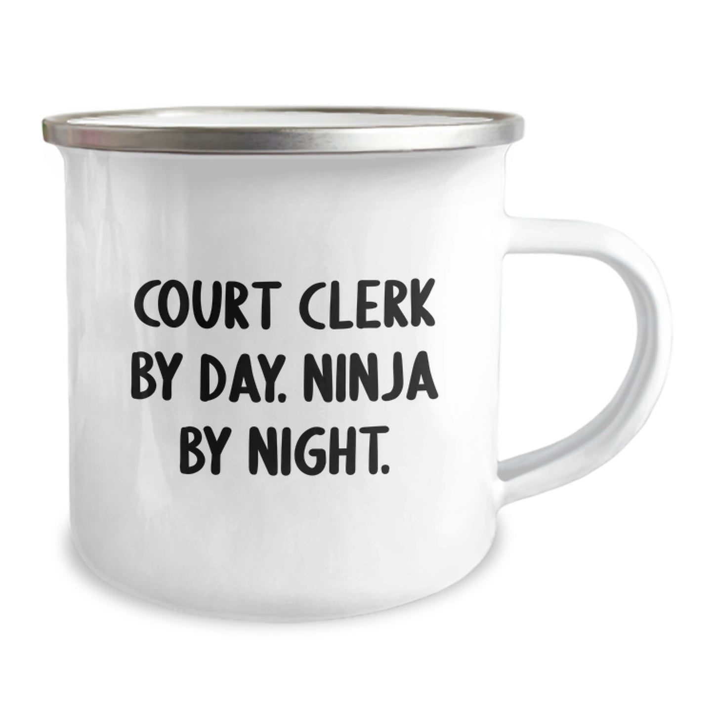 Gifts from Friends for Court Clerk - Court Clerk By Day. Ninja By Night. Funny Camping Mug, Unique Christmas Unique Gifts for Men, Stainless Steel with Enamel Finish - Image 2