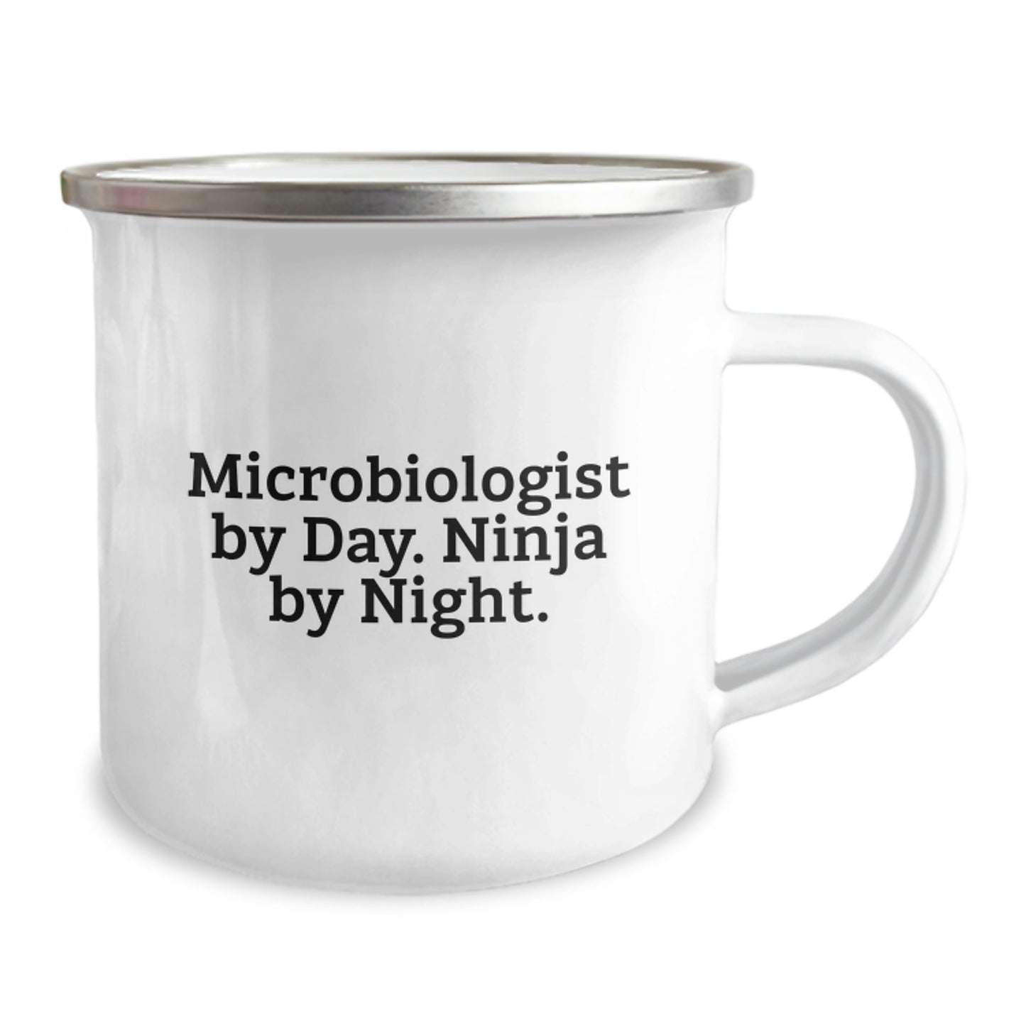 Microbiologist Gifts By Day, Ninja By Night Camping Mug for Birthday, Funny Quote, 12 oz Stainless Steel with Enamel Finish, Gifts from Friends to Coworkers, Family - Image 2