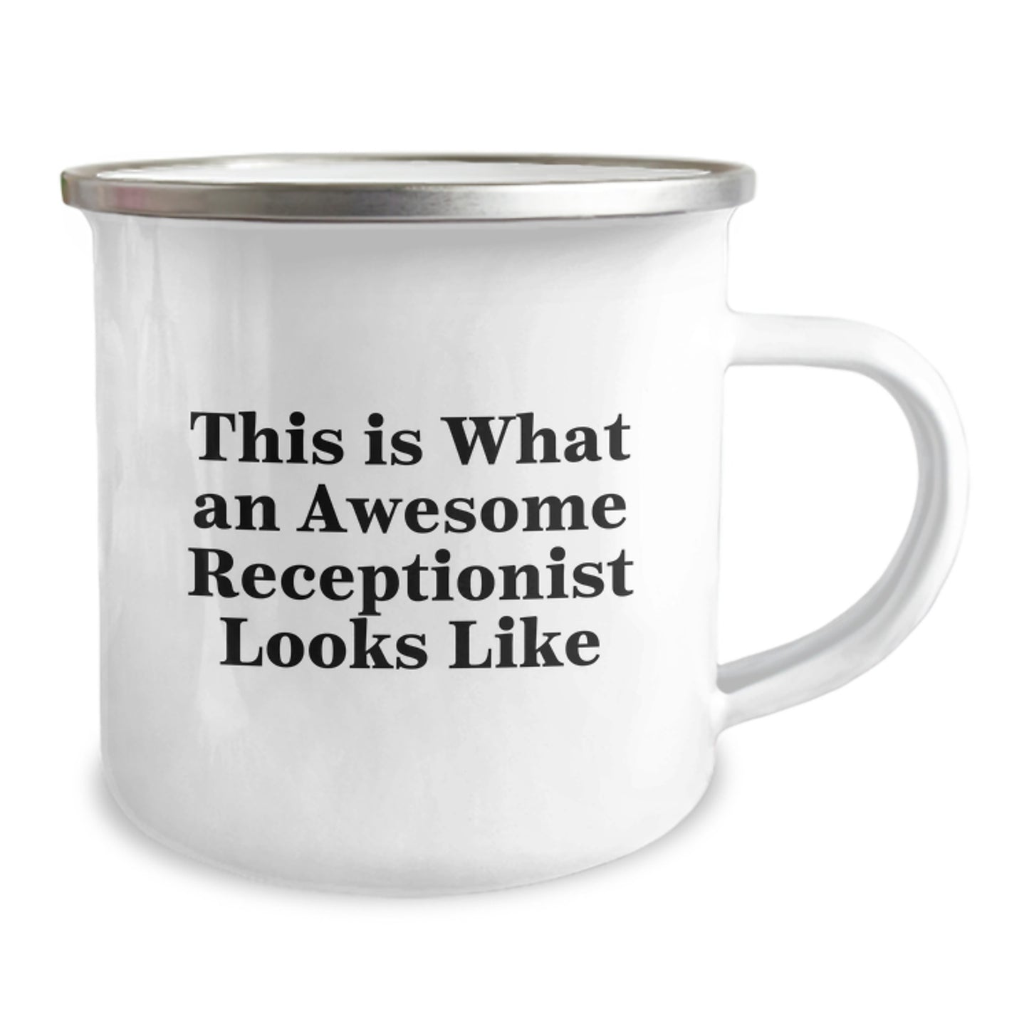 Funny Receptionist Gifts, Birthday Unique Gifts from Friends to Coworkers, 'This Is What An Awesome Receptionist Looks Like' Camping Mug for Receptionist - Image 2