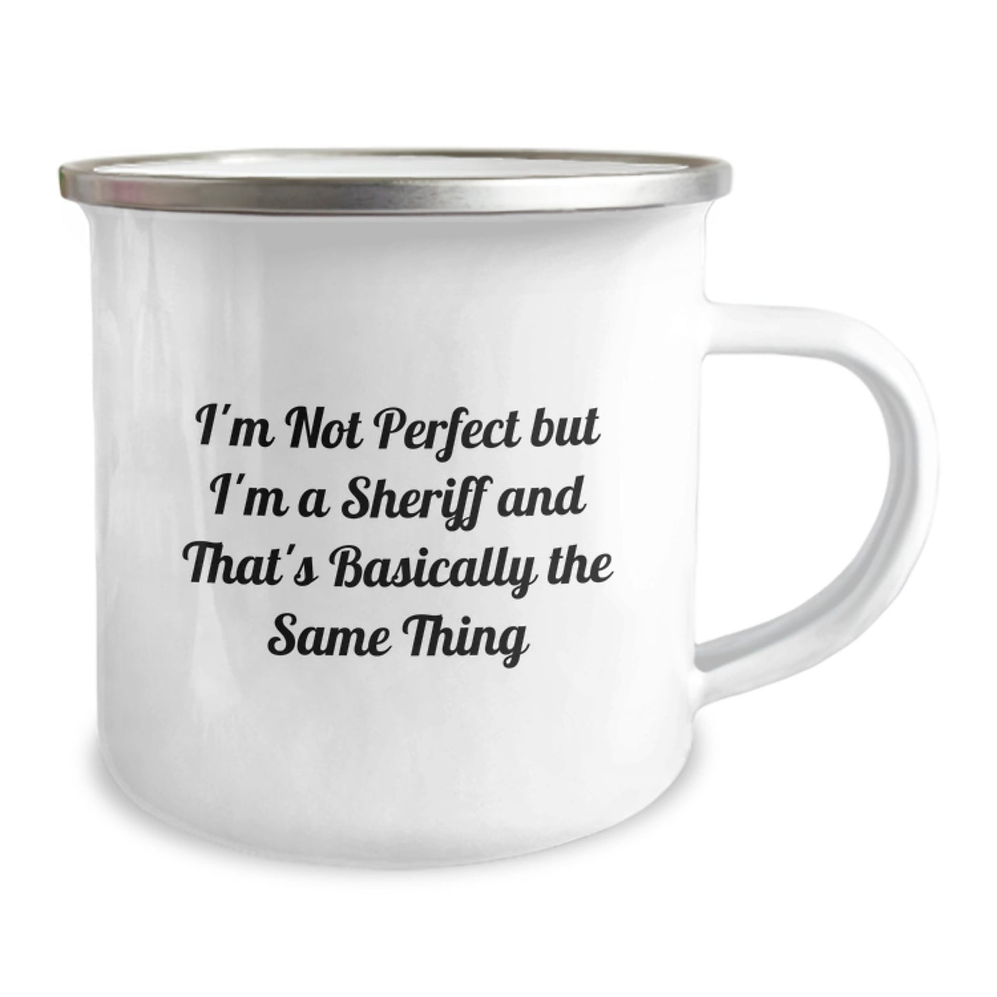 Funny Sheriff Gifts for Men - 'I'm Not Perfect But I'm A Sheriff' Camping Mug, Birthday Unique Gifts from Friends - Image 2