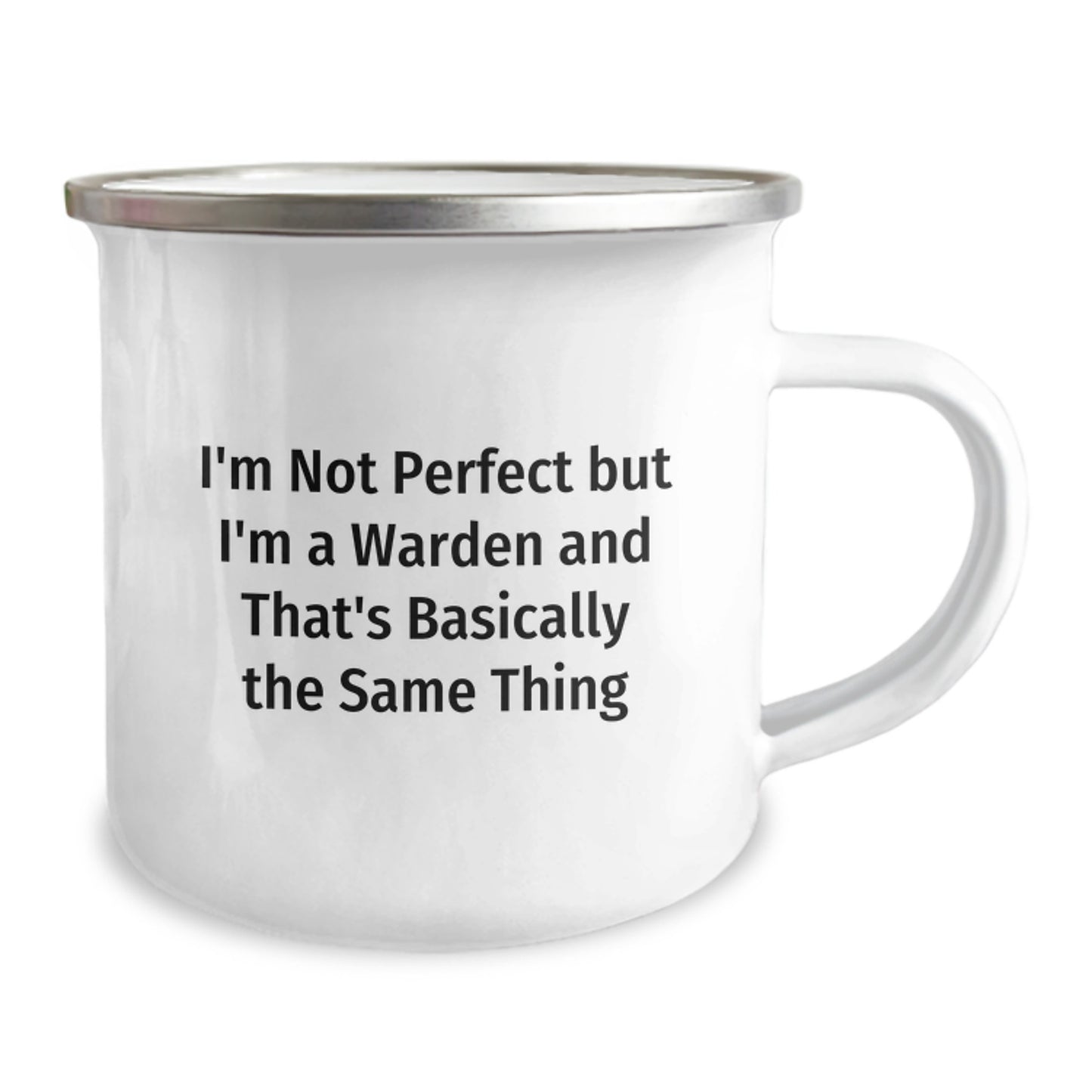 Funny Warden Camping Mug Gifts from Men to Friends, Christmas Unique Ideas for Warden Lovers, 'I'm Not Perfect But I'm A Warden' - Image 2
