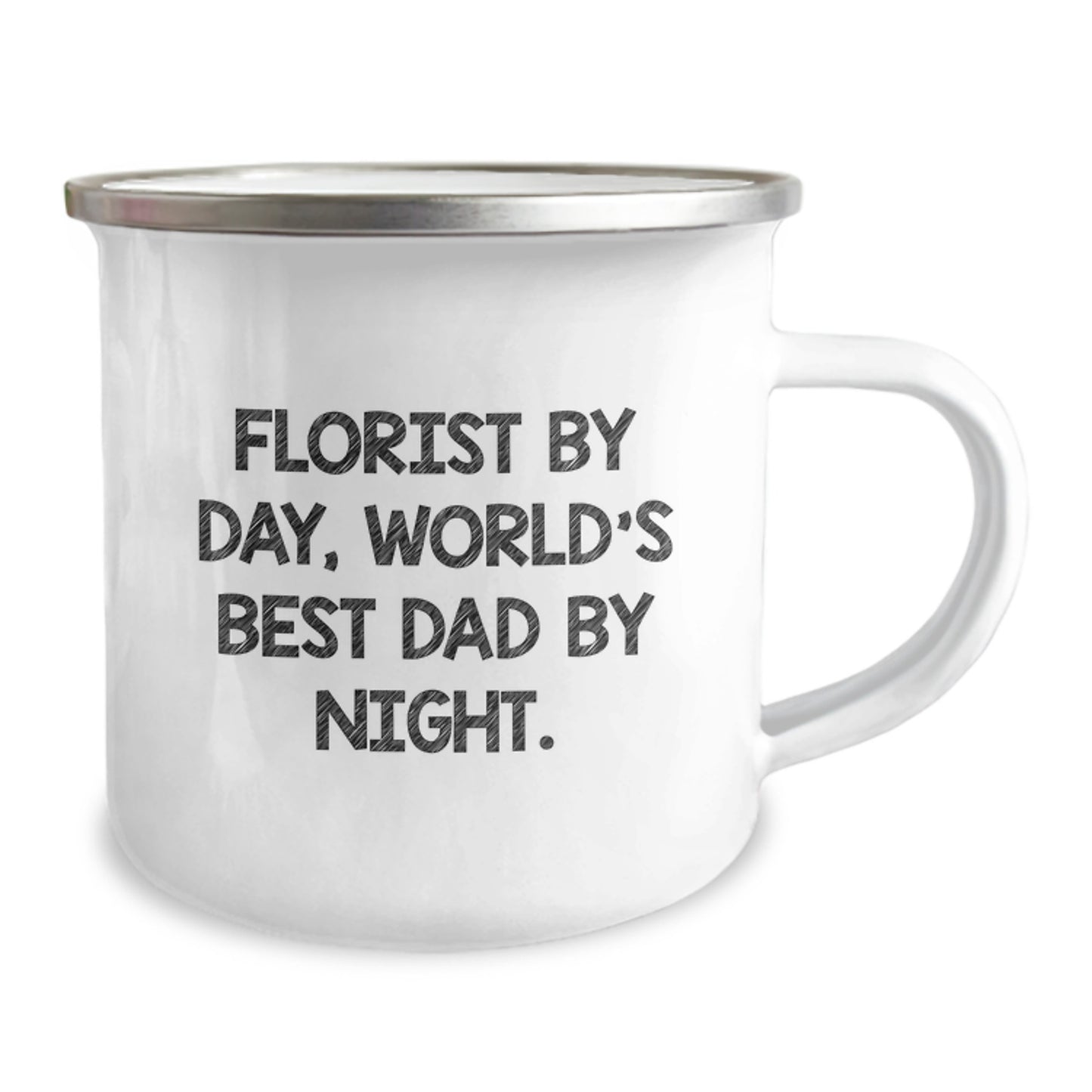 Florist Gifts from Friends, Funny Camping Mug for World's Best Dad on Birthday, 'Florist By Day, World's Best Dad By Night.' - Image 2