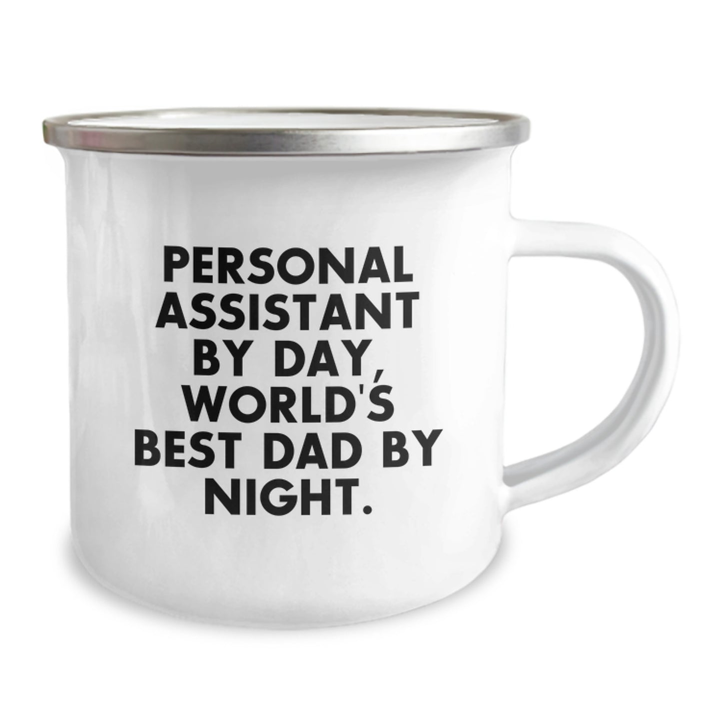 Personal Assistant Gifts from Dad, Funny Camping Mug for Graduation 'Personal Assistant By Day, World's Best Dad By Night.' - Image 2