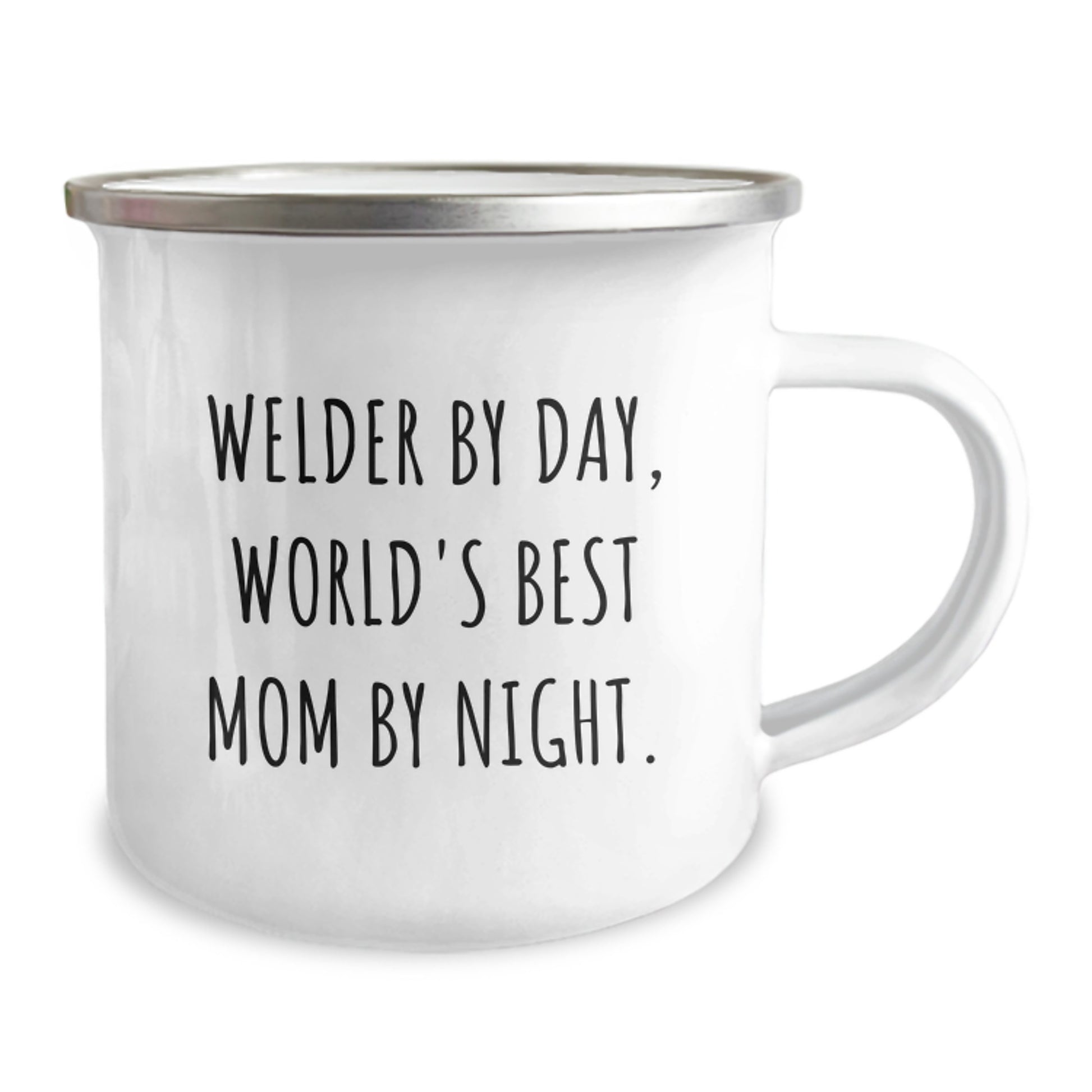 Welder Gifts from Friends - Funny Quote Camping Mug for Graduation - 12 oz Stainless Steel with Enamel Finish, Perfect for Welders By Day, World's Best Moms By Night. - Image 2