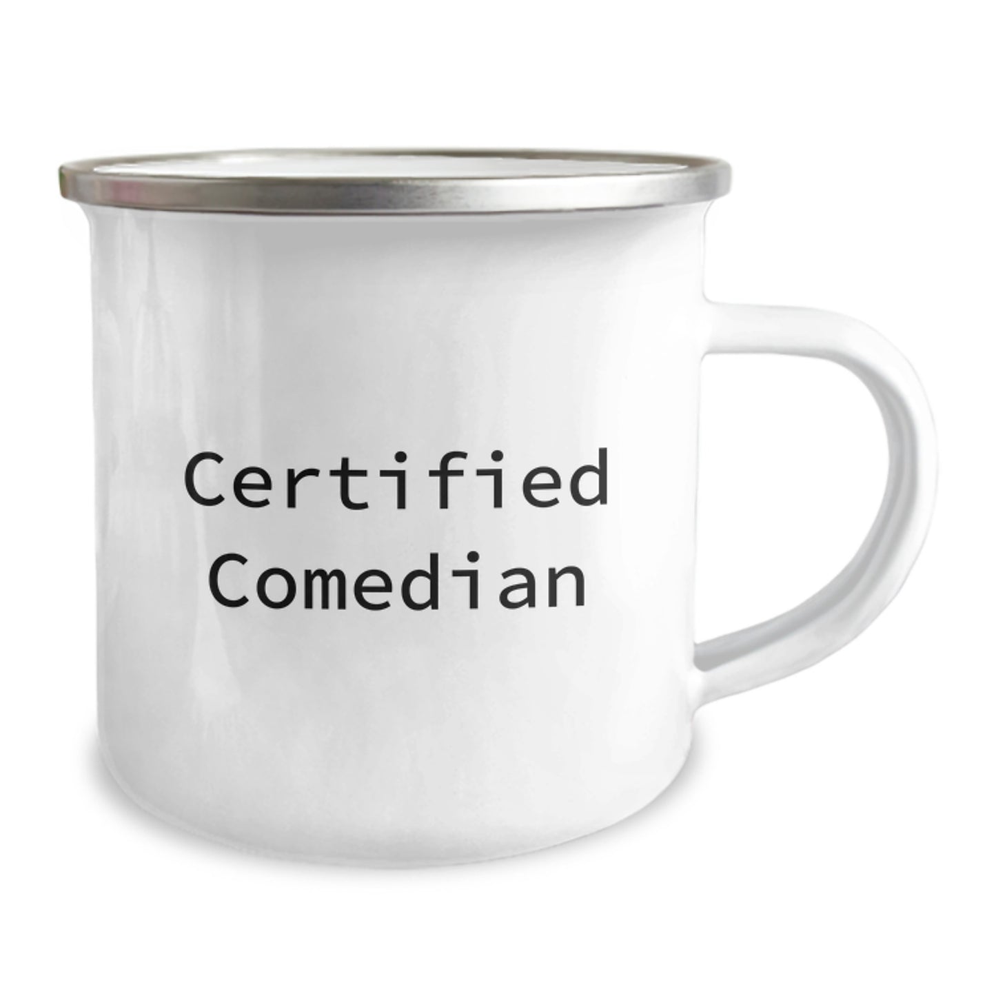 Funny Comedian Gifts from Friends for Birthday, Camping Mug with Inspirational Quote, 12 oz Stainless Steel Enamel Finish, Gifts for Comedian, Men, Women, Family - Image 2