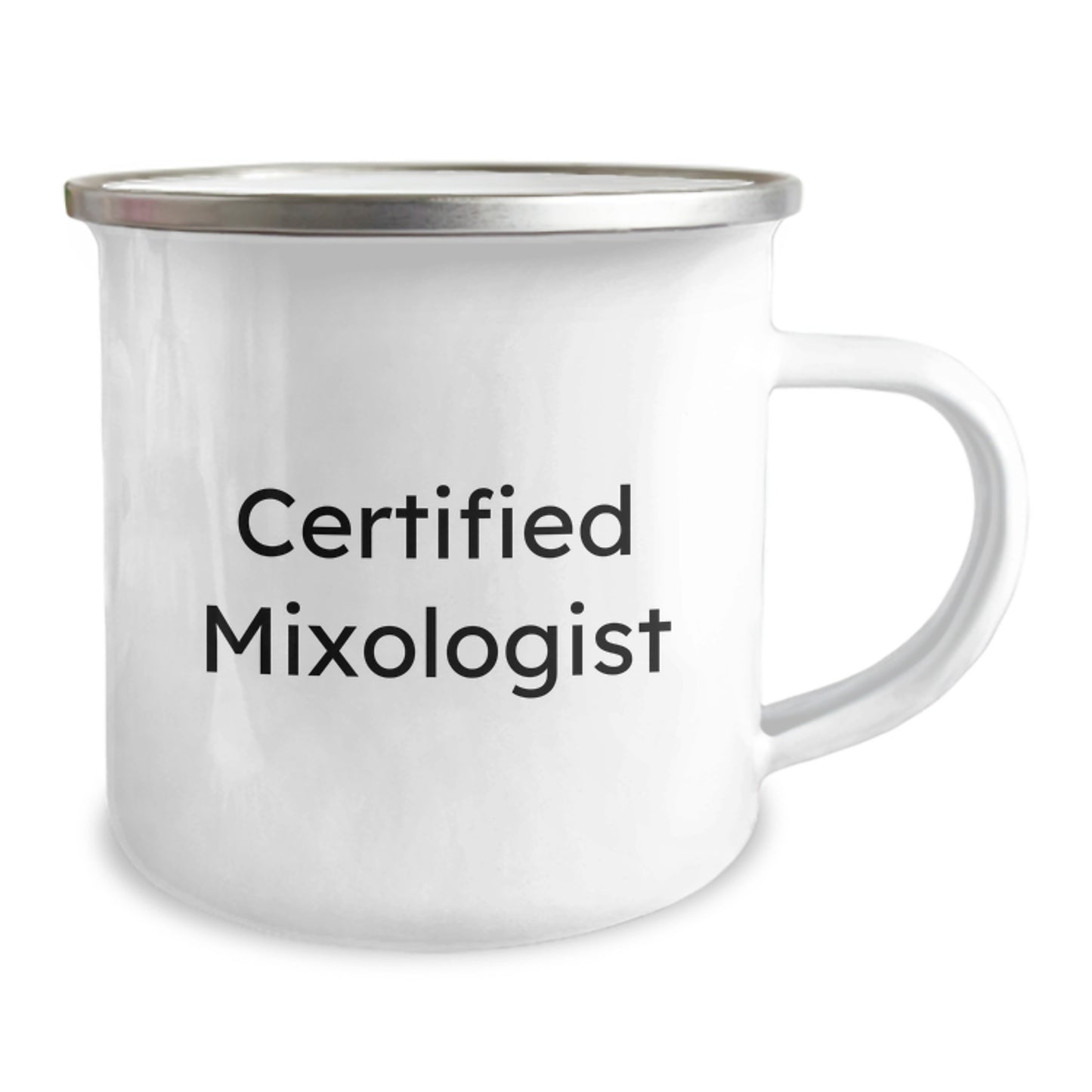 Funny Mixologist Gifts from Friends for Birthday Camping Mug, 'Certified Mixologist' Quote, 12 oz Stainless Steel Enamel Finish - Image 2