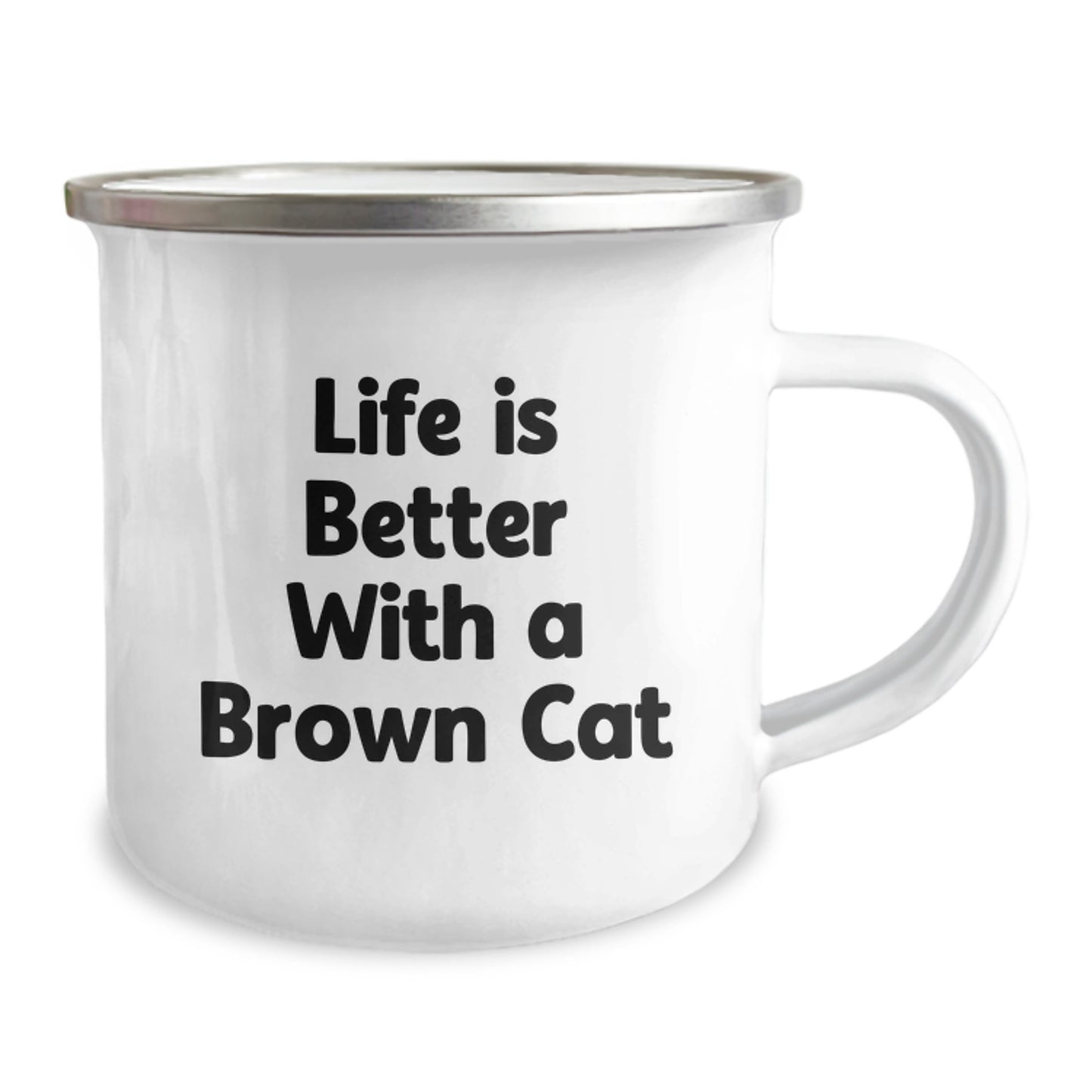 Brown Cat Gifts from Family, Camping Mug for Brown Cat Lovers, Inspirational Quote 'Life Is Better With A Brown Cat' Graduation Unique Gifts for Men, Women, Friends - Image 2