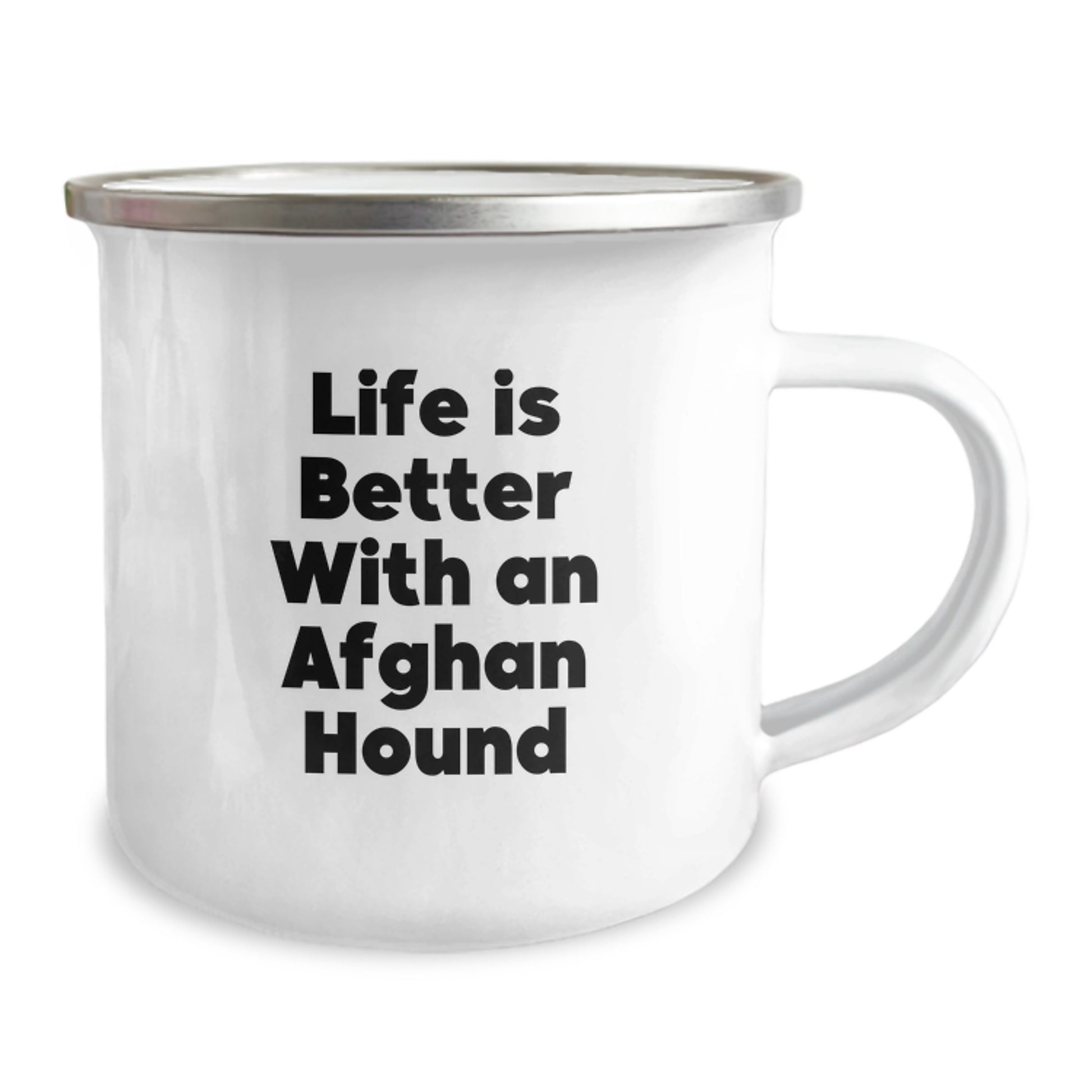 Gifts from Friends, Family, or Coworkers - Afghan Hound Dog Lover's Camping Mug, Life Is Better With An Afghan Hound, 12 oz Stainless Steel with Enamel Finish, Perfect for Graduation - Image 2