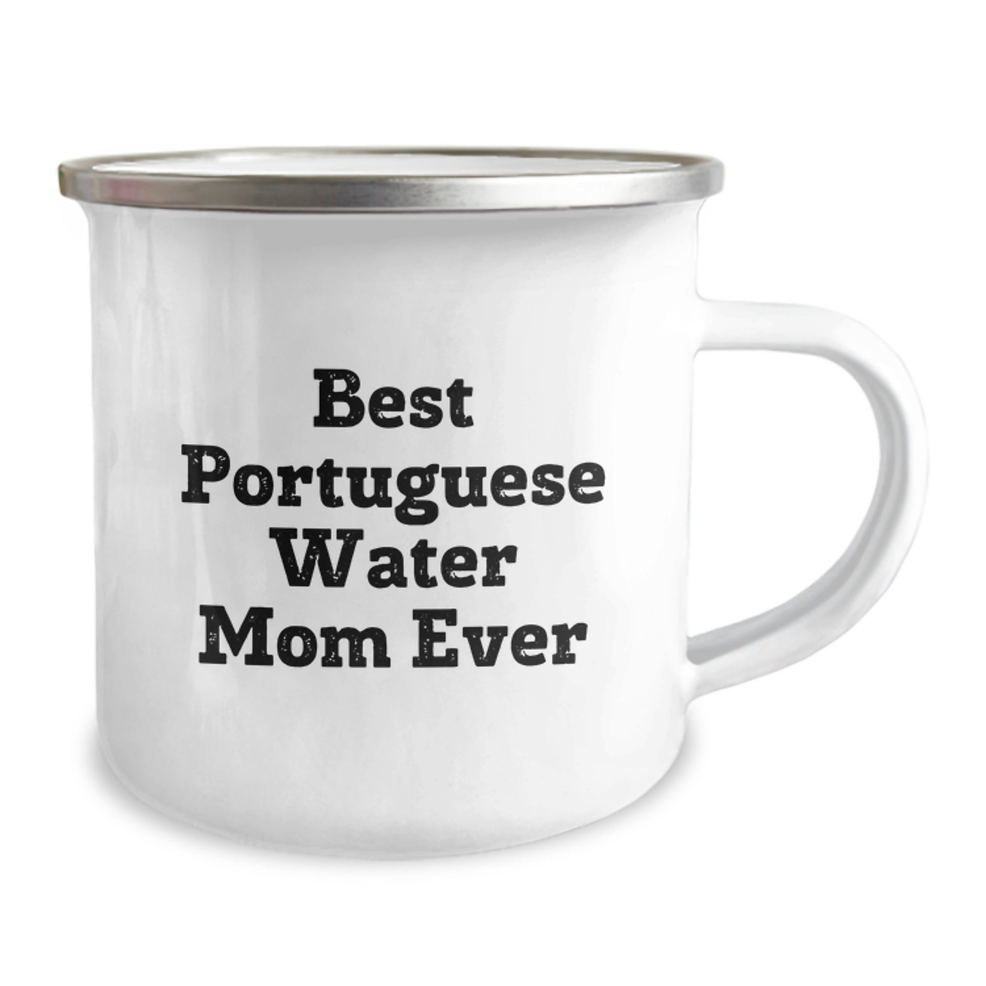 Funny Portuguese Water Dog Mom Gifts for Birthday - 'Best Portuguese Water Mom Ever' Camping Mug, 12 oz Stainless Steel with Enamel Finish, Gifts from Family to Portuguese Water Dog Enthusiasts - Image 2