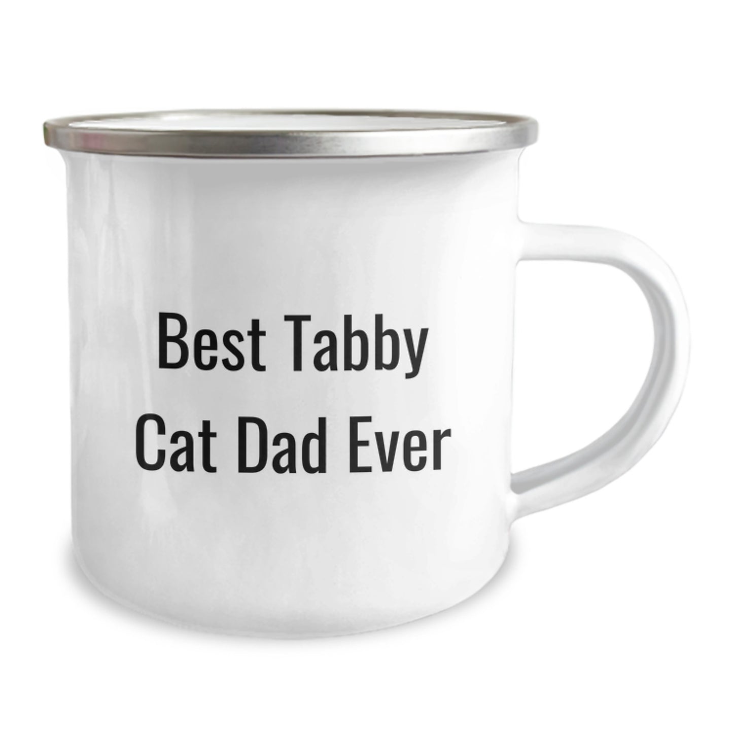 Tabby Cat Dad Ever Funny Camping Mug, 12 oz Stainless Steel Enamel, Birthday Unique Gifts from Men to Tabby Cat Lovers, Gifts for Tabby Cat Enthusiasts - Image 2